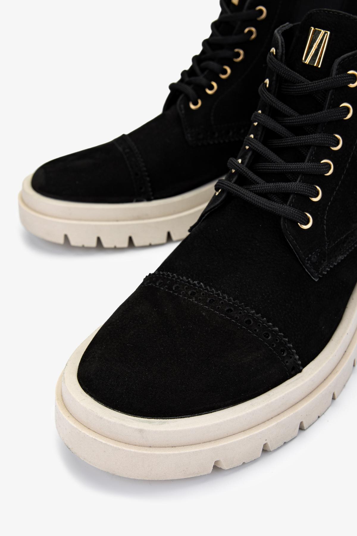 Valmenti Erkek Hakiki Deri Siyah Nubuk Casual Bot