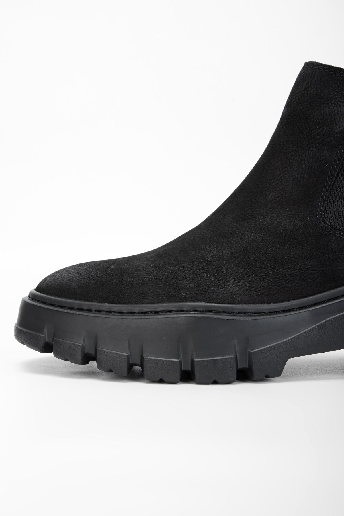 Valmenti Erkek Hakiki Deri Siyah Nubuk Casual Bot