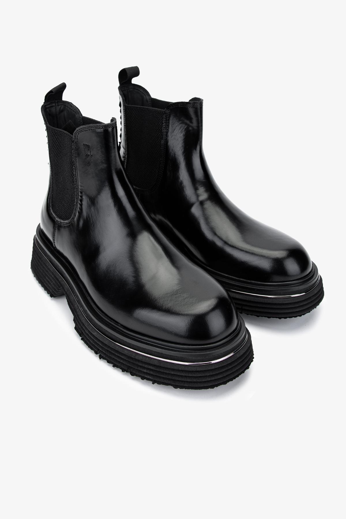 Valmenti Erkek Hakiki Deri Siyah Açma Casual Bot