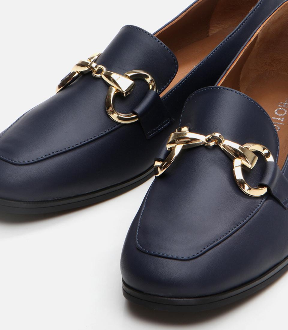 Kadın Deri Lacivert Loafer