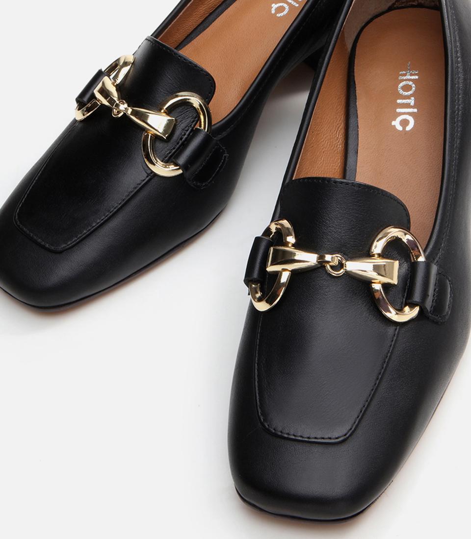 Kadın Deri Siyah Tokalı Loafer