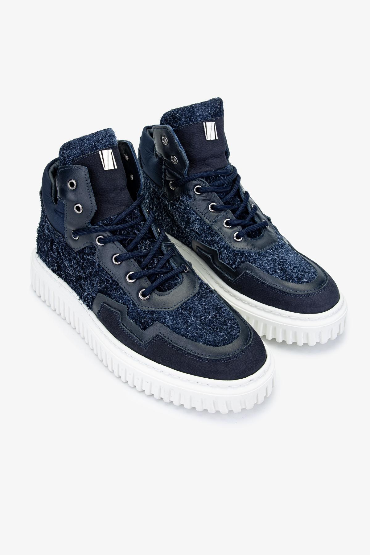 Valmenti Erkek Hakiki Deri Lacivert Casual Bot