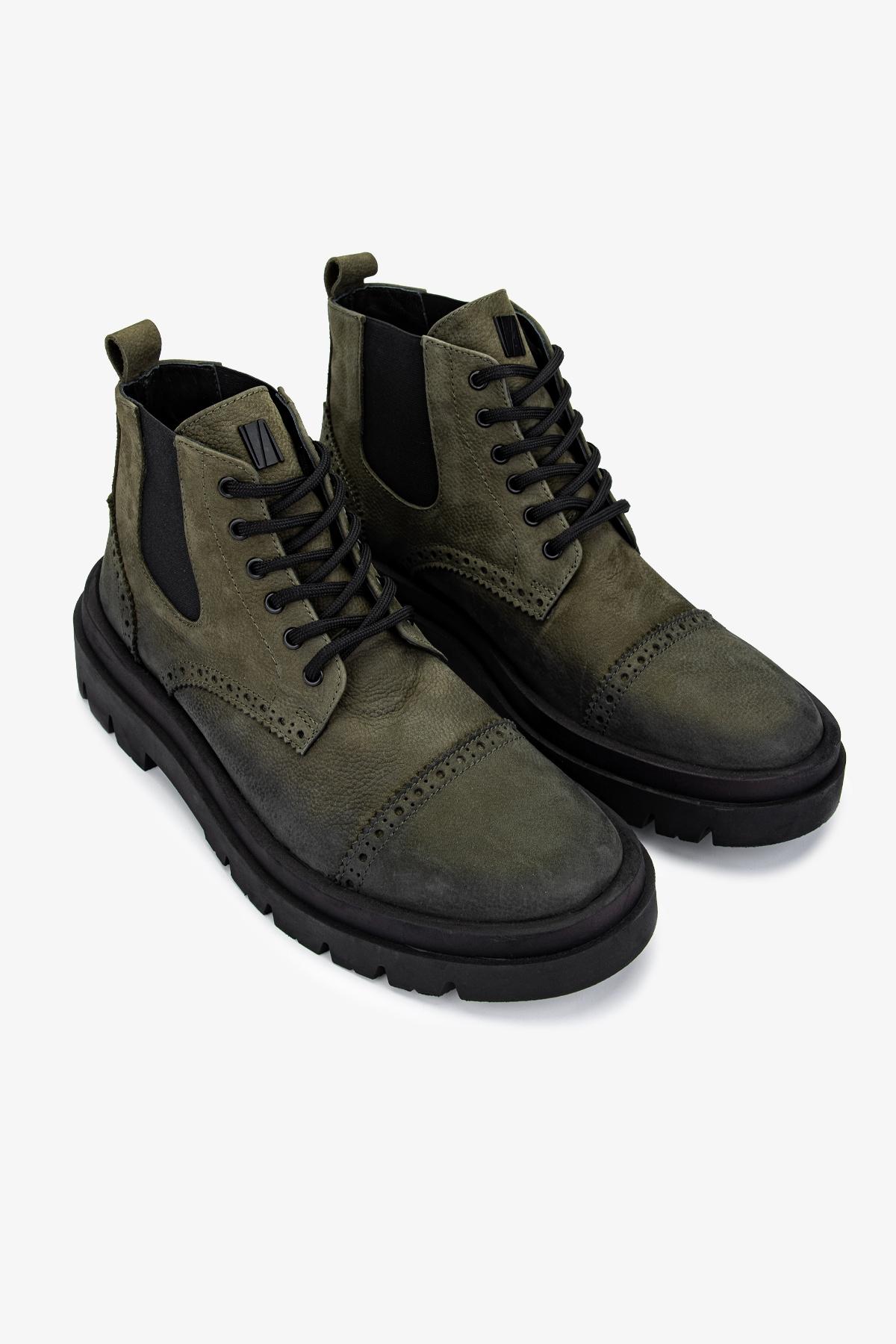 Valmenti Erkek Hakiki Deri Haki Casual Bot