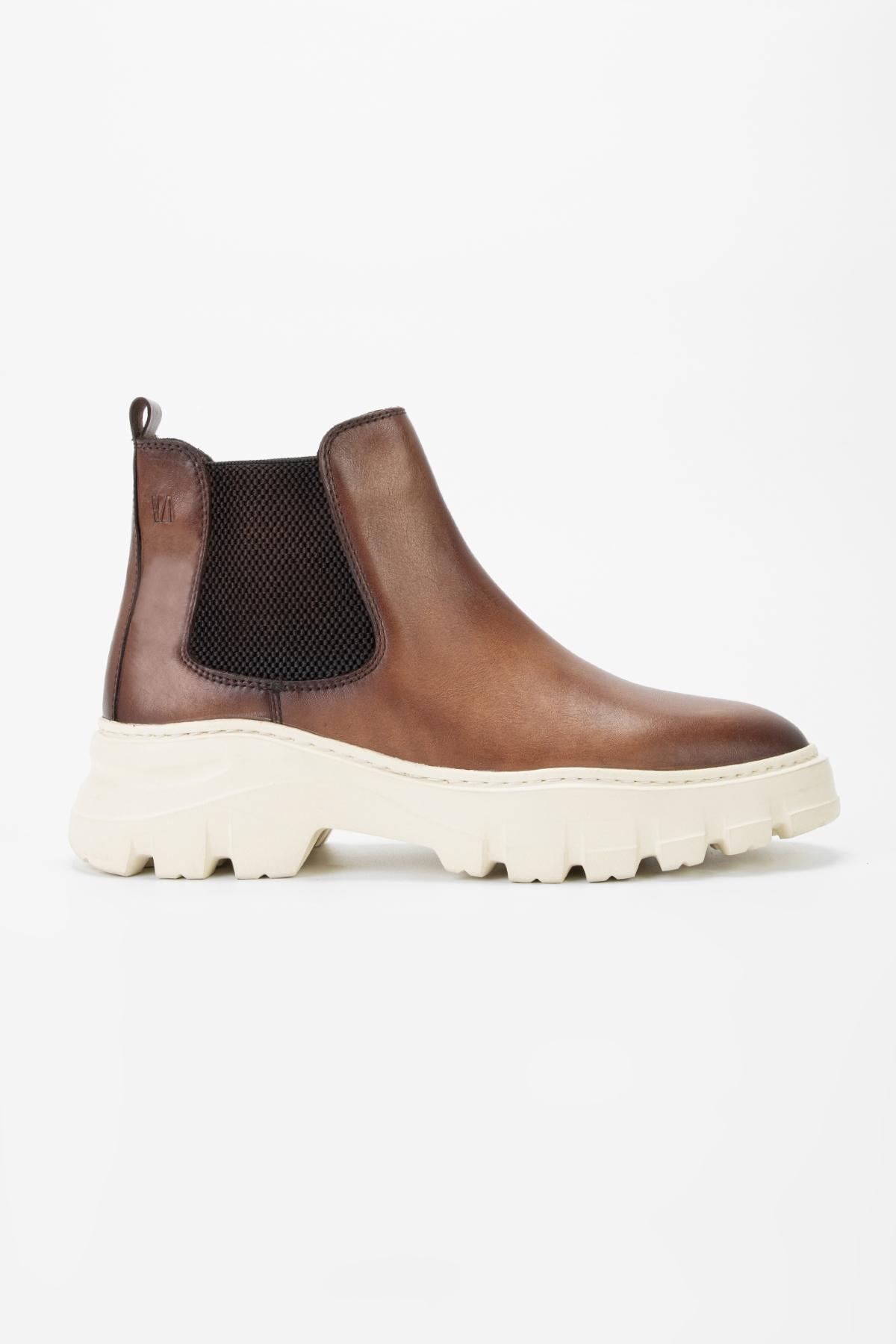 Valmenti Erkek Hakiki Deri Kahverengi Casual Bot