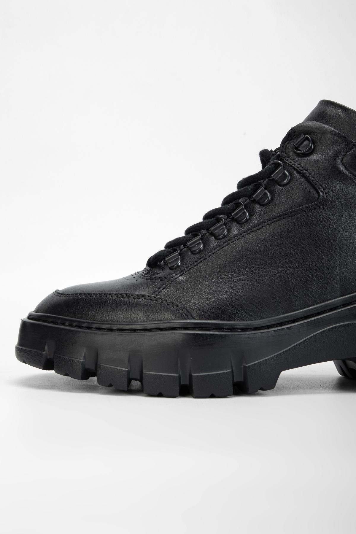 Valmenti Erkek Hakiki Deri Siyah Casual Bot