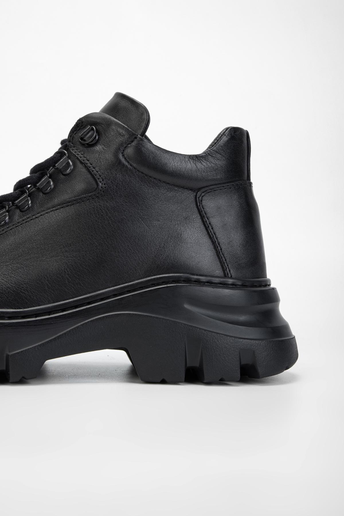 Valmenti Erkek Hakiki Deri Siyah Casual Bot