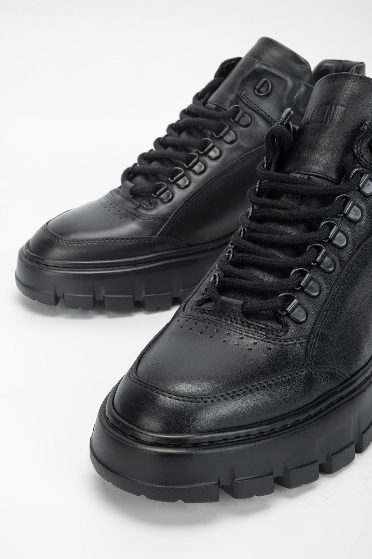 Valmenti Erkek Hakiki Deri Siyah Casual Bot