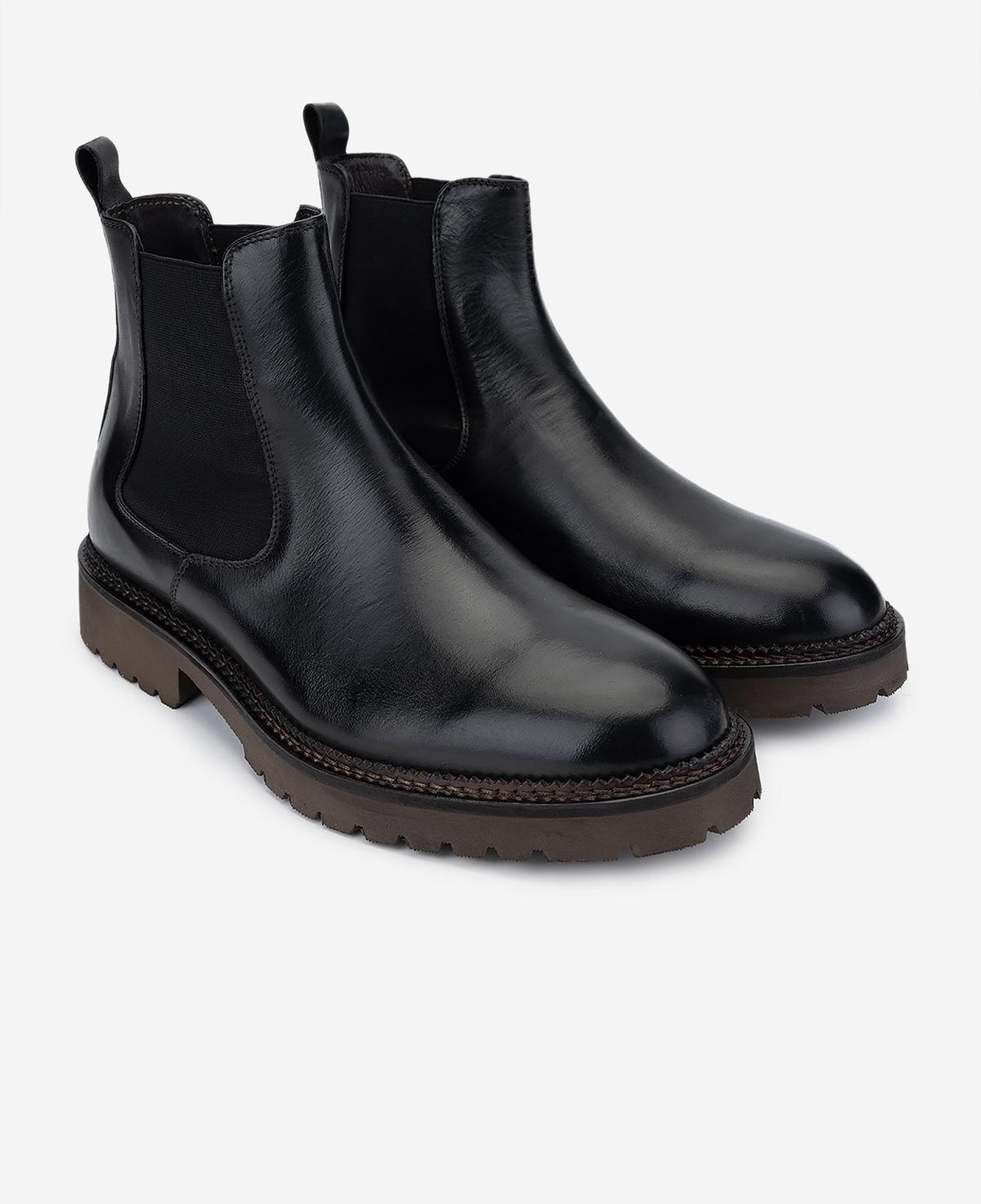 Valmenti Erkek Hakiki Deri Siyah Casual Bot