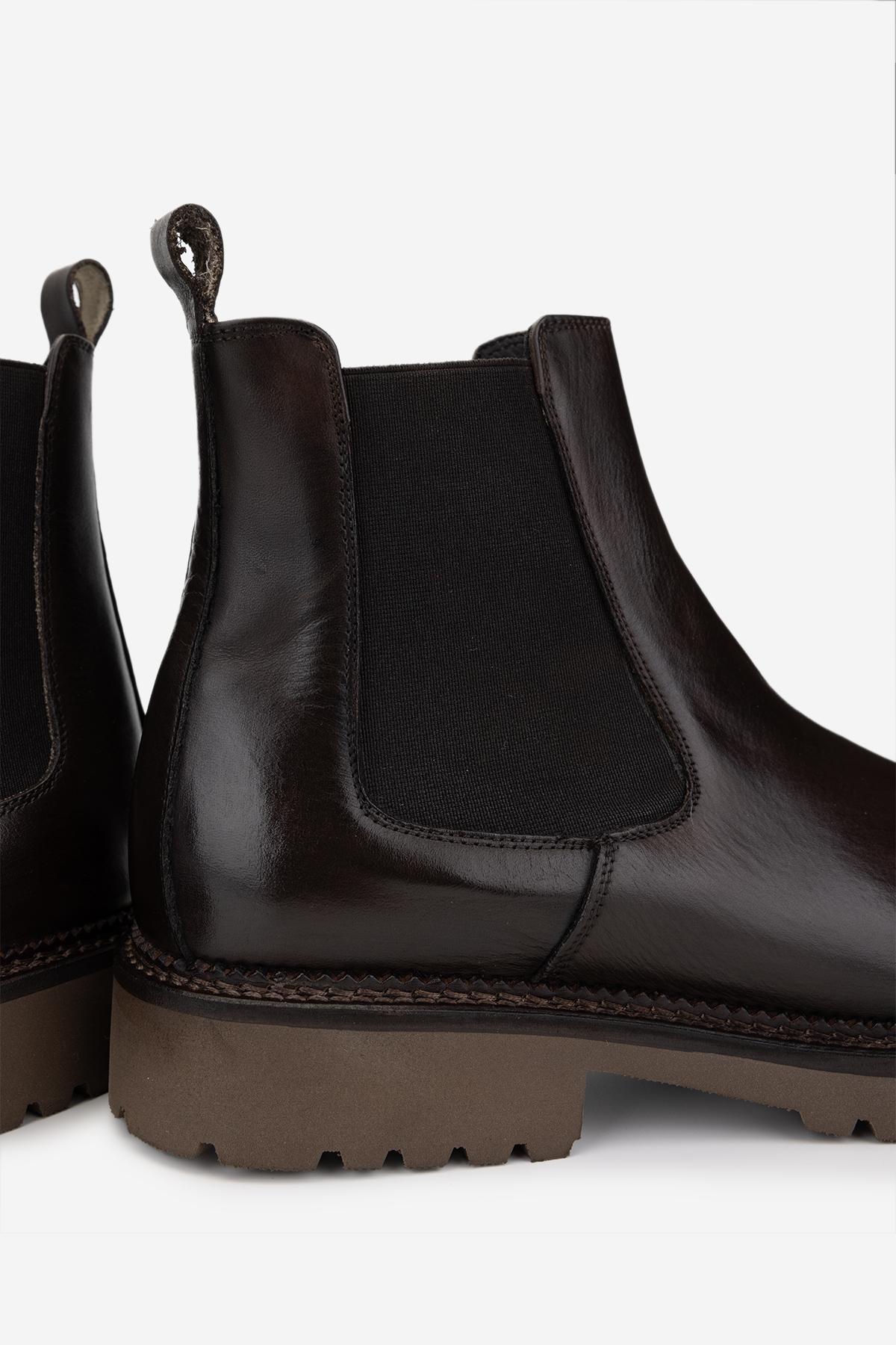 Valmenti Erkek Hakiki Deri Kahverengi Casual Bot