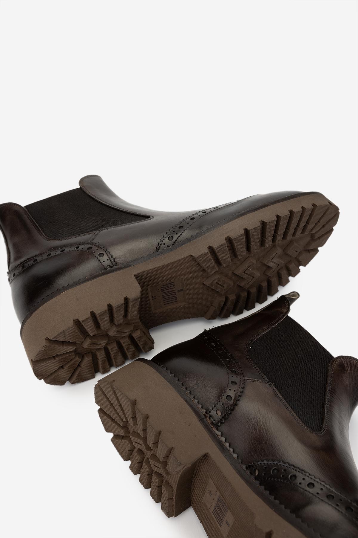 Valmenti Erkek Hakiki Deri Kahverengi Casual Bot