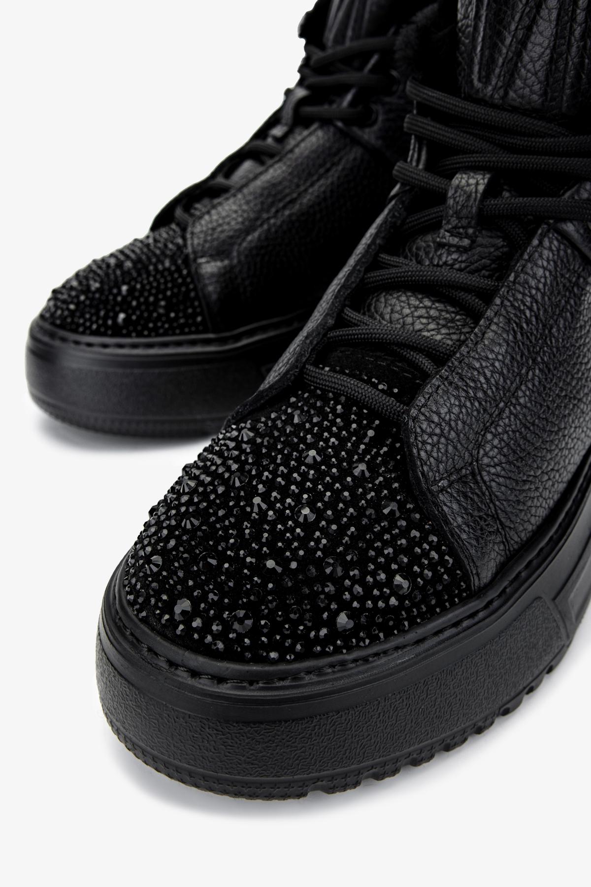 Valmenti Kadın Hakiki Deri Siyah Düz Bot