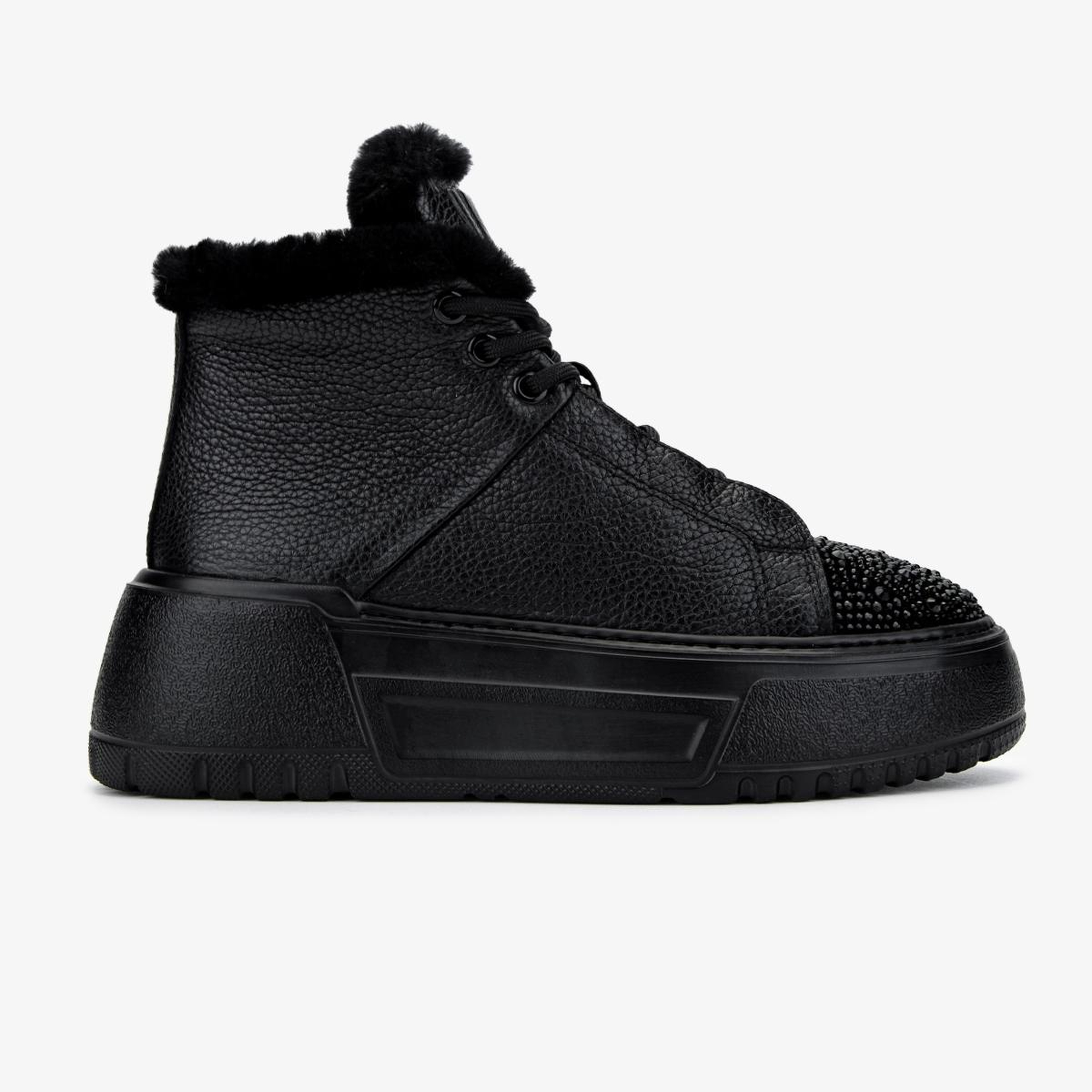 Valmenti Kadın Hakiki Deri Siyah Düz Bot