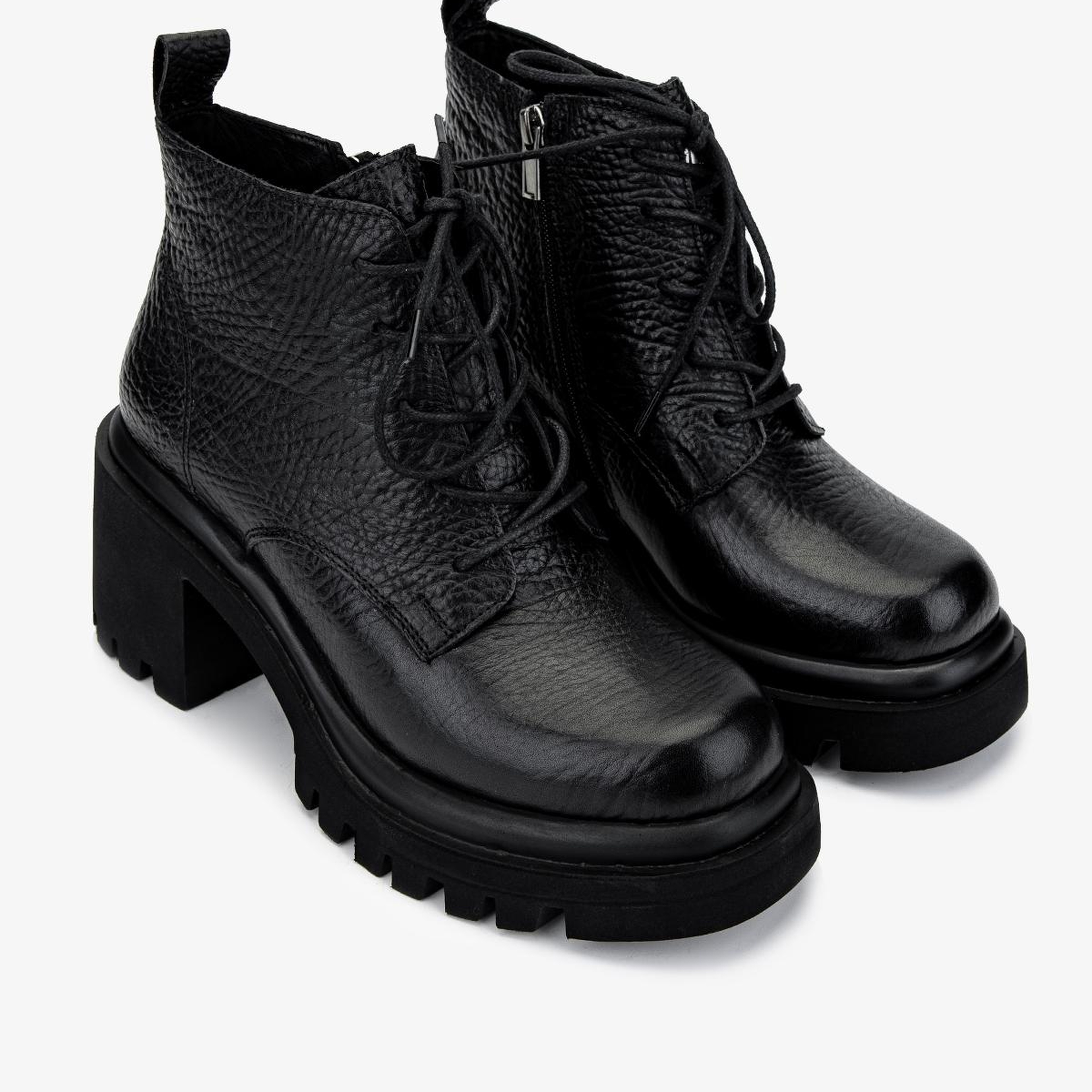 Valmenti Kadın Hakiki Deri Siyah Floter Topuklu Bot