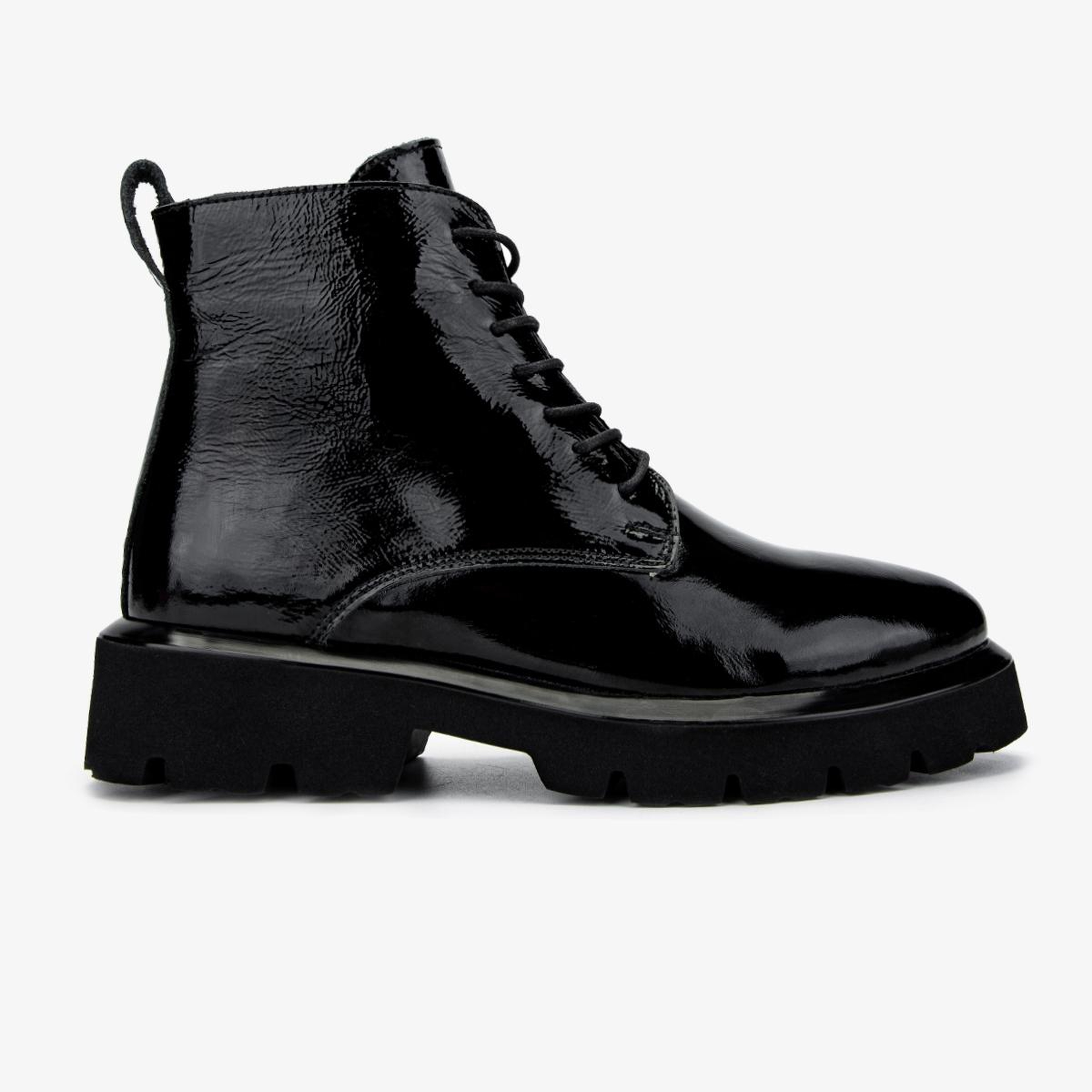 Valmenti Kadın Hakiki Deri Siyah Rugan Düz Bot