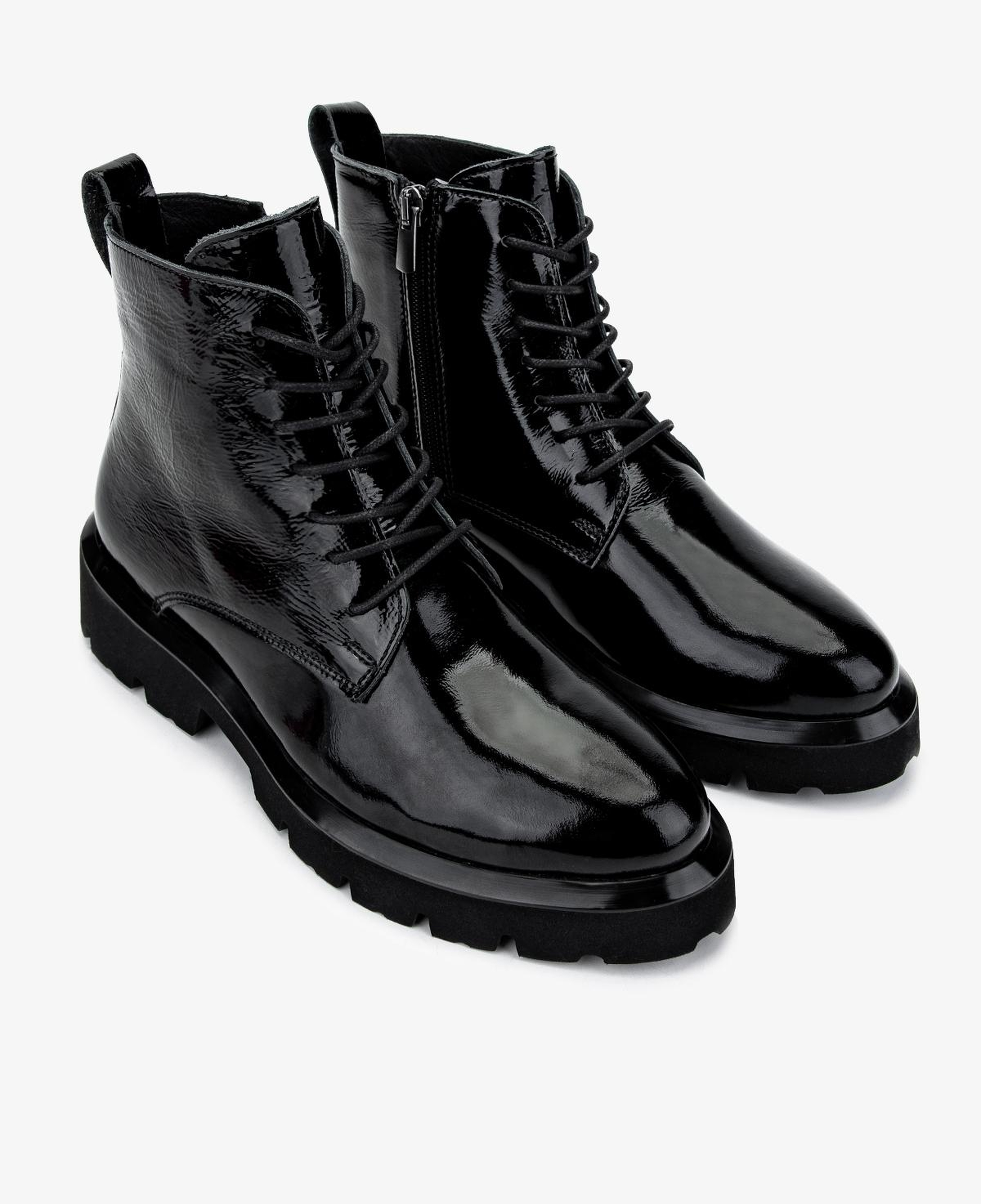 Valmenti Kadın Hakiki Deri Siyah Rugan Düz Bot