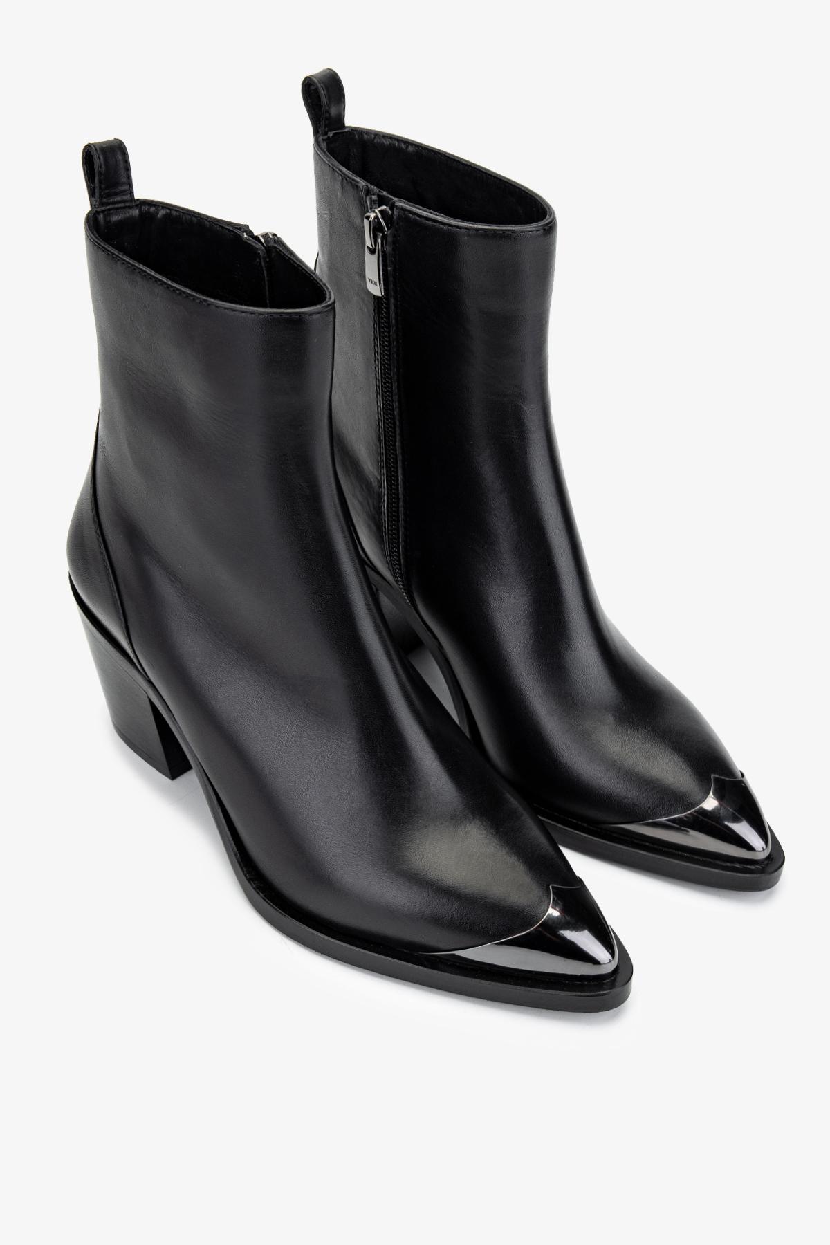 Valmenti Kadın Hakiki Deri Siyah Topuklu Bot