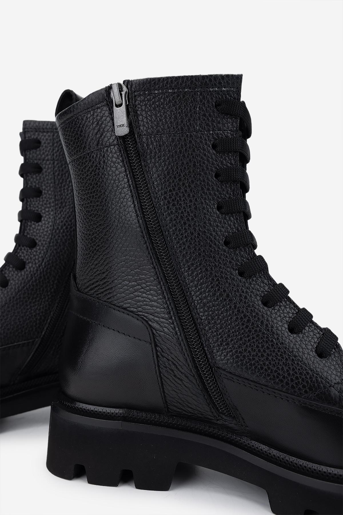 Valmenti Kadın Hakiki Deri Siyah Düz Bot