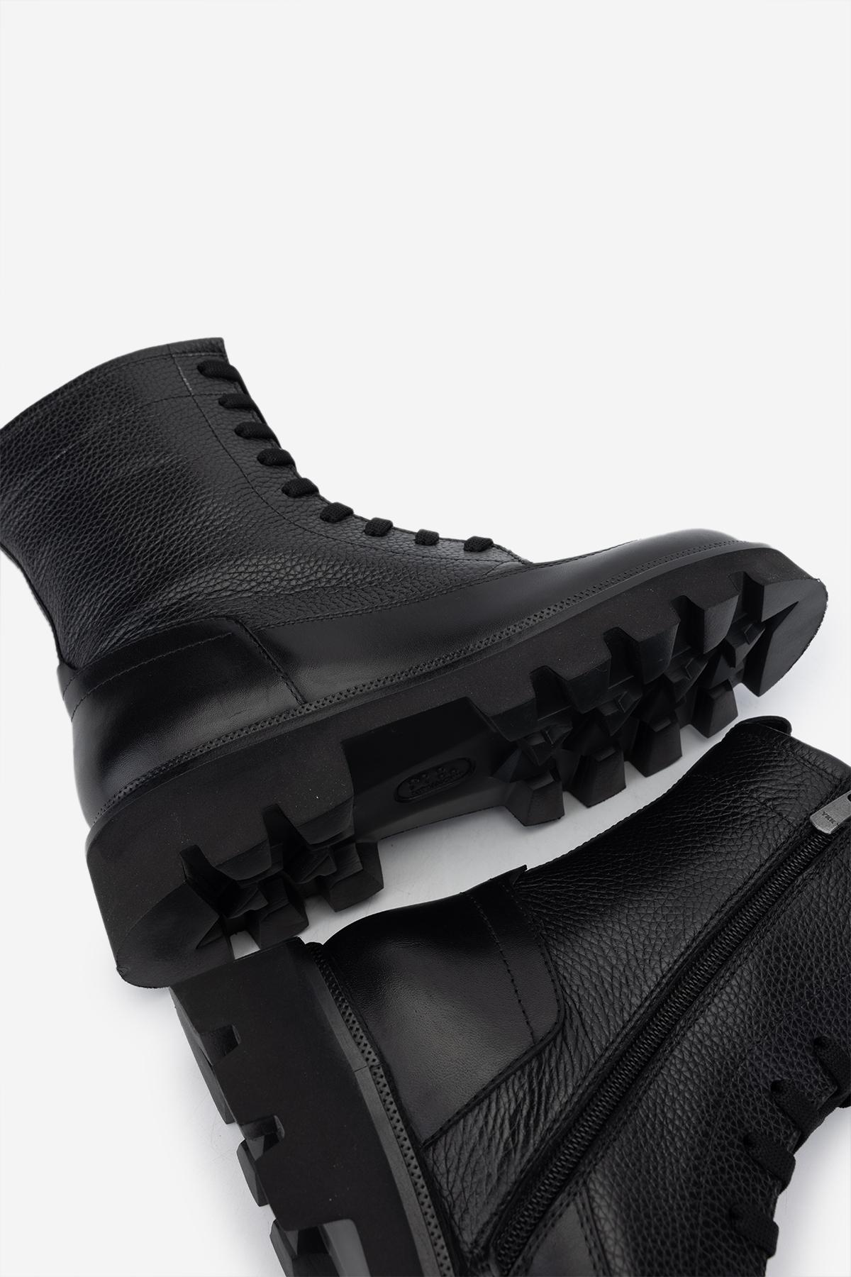 Valmenti Kadın Hakiki Deri Siyah Düz Bot