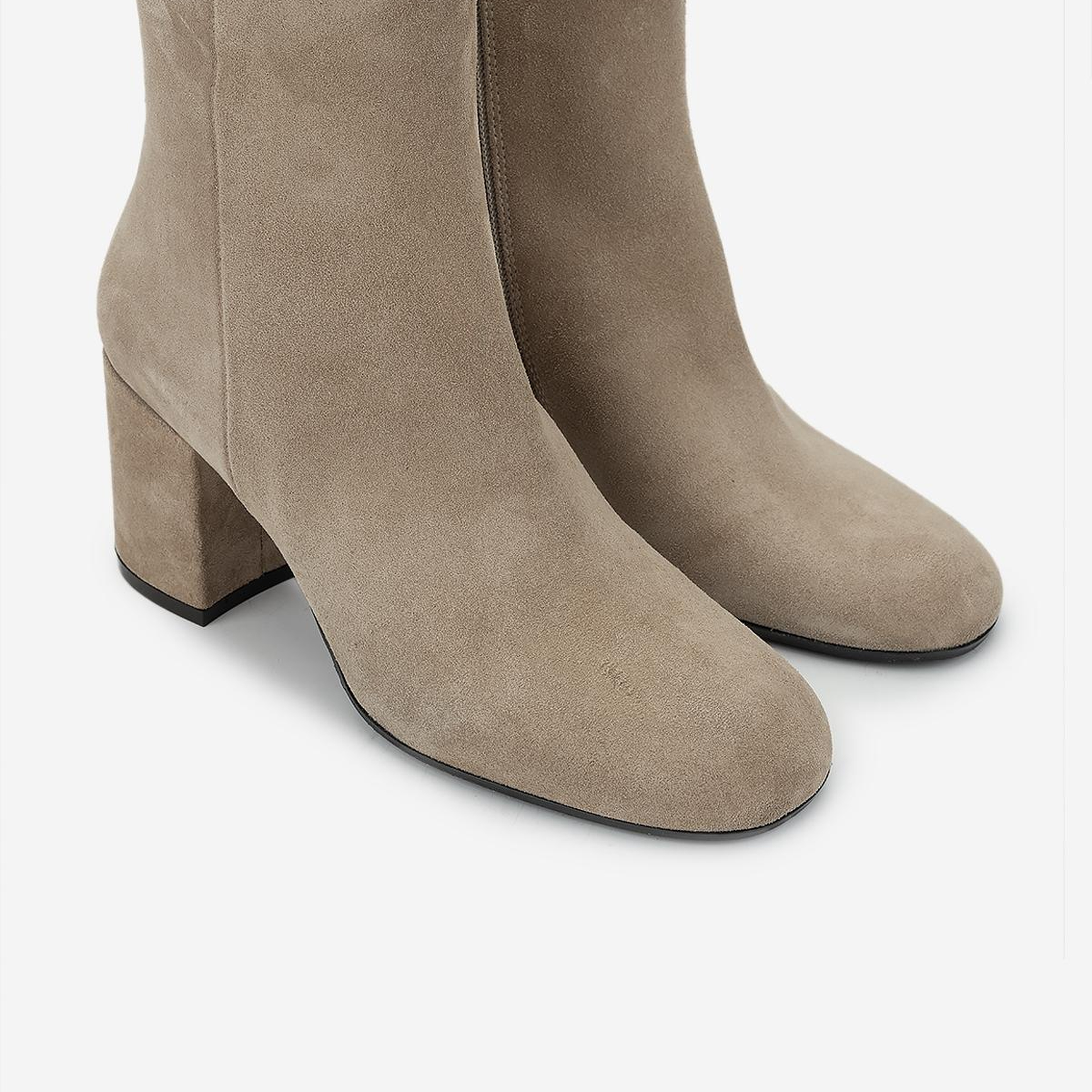 Valmenti Kadın Hakiki Deri Bej Süet Topuklu Bot