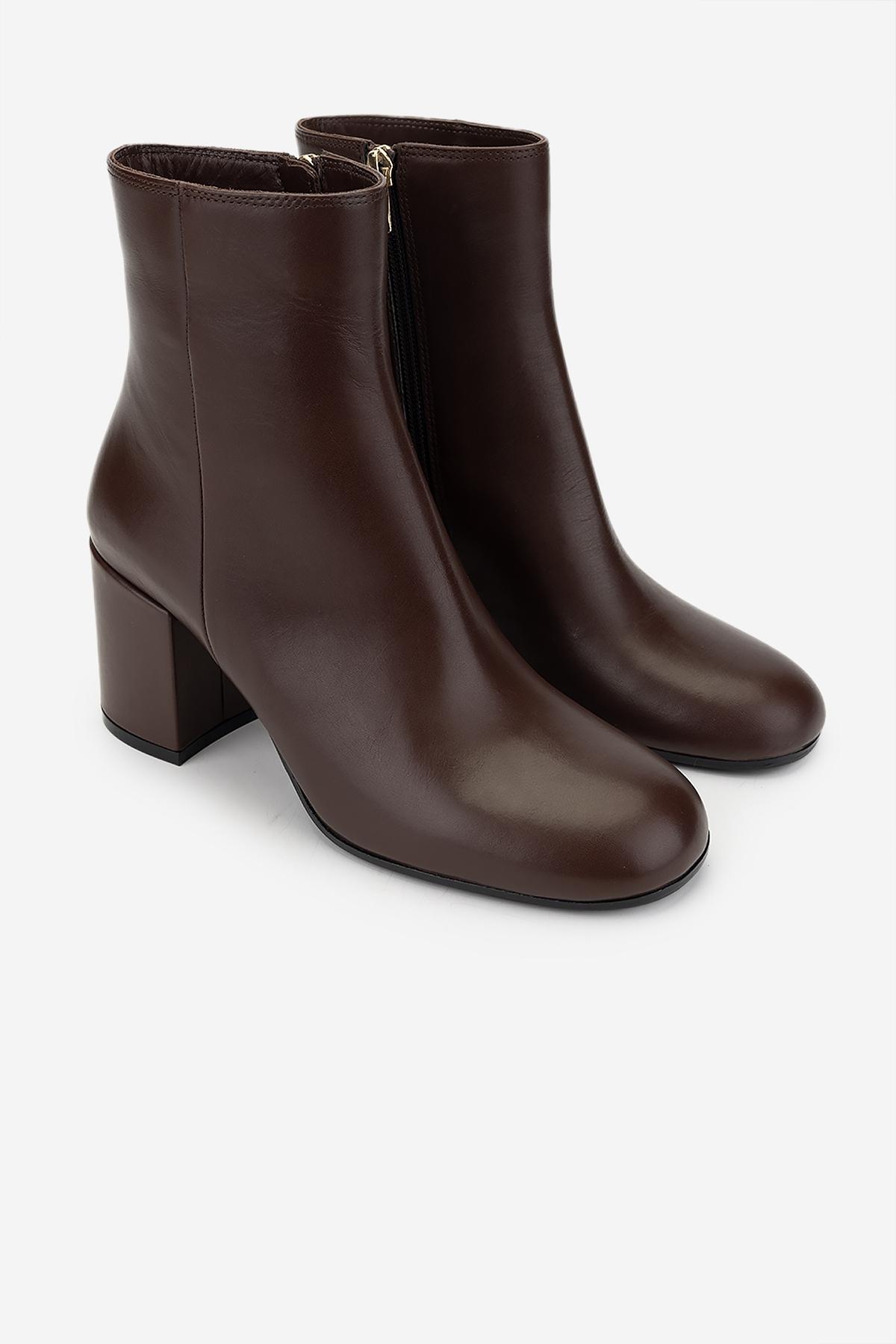 Valmenti Kadın Hakiki Deri Taba Deri Topuklu Bot