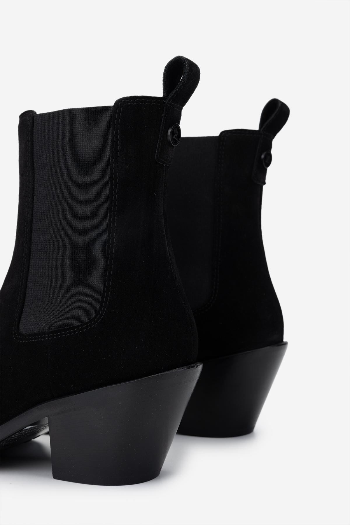 Valmenti Kadın Hakiki Deri Siyah Süet Topuklu Bot