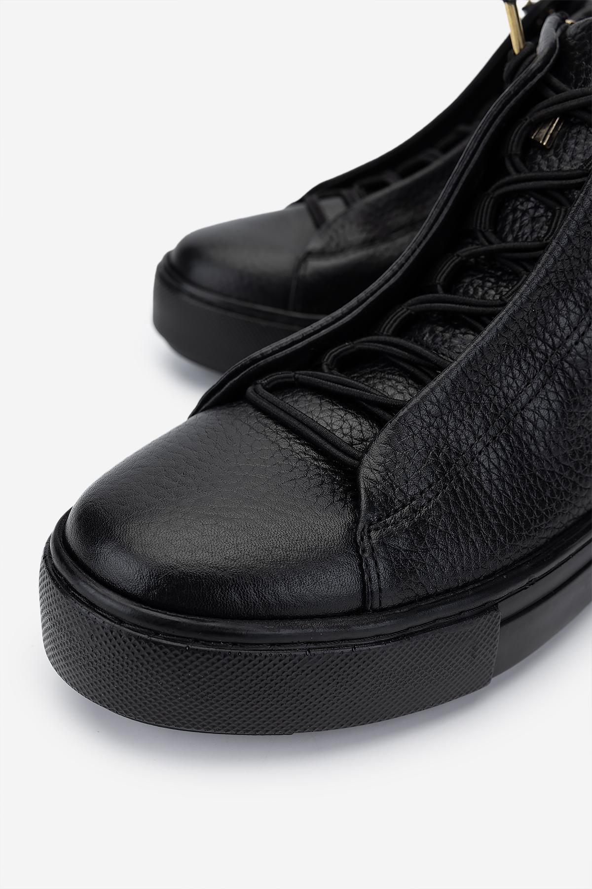 Valmenti Kadın Hakiki Deri Siyah Floter Düz Bot