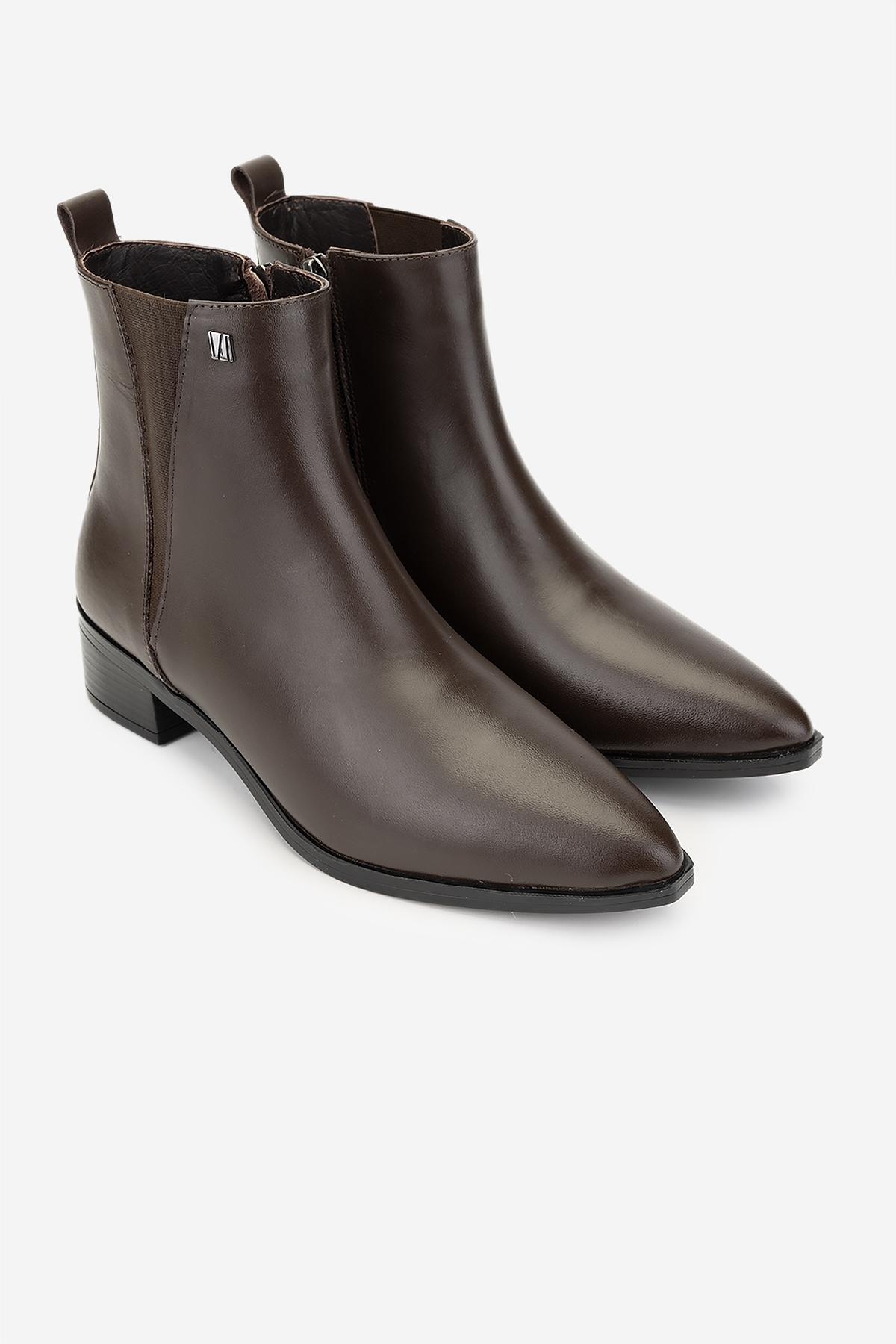 Valmenti Kadın Hakiki Deri Kahverengi Topuklu Bot