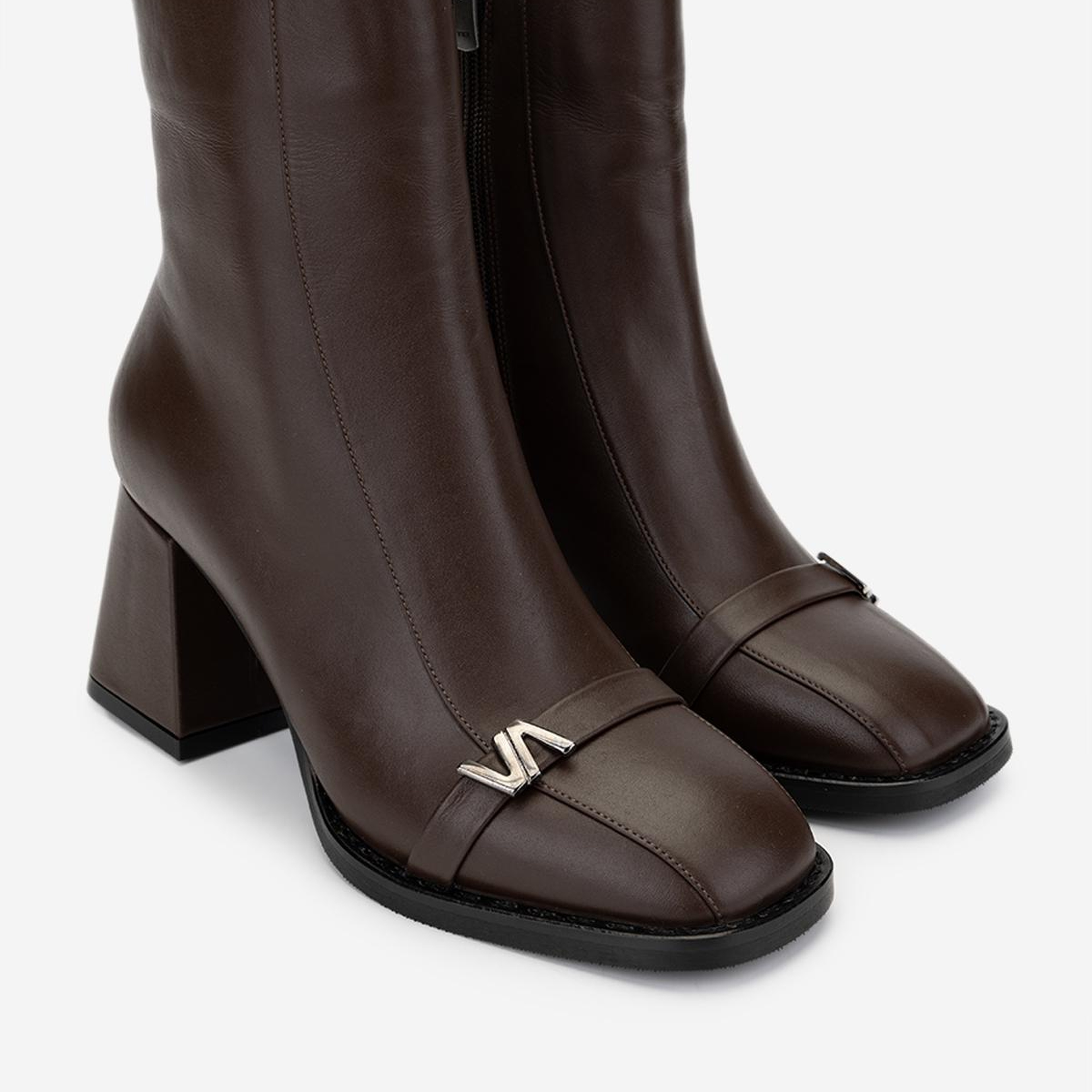 Valmenti Kadın Hakiki Deri Kahverengi Topuklu Bot