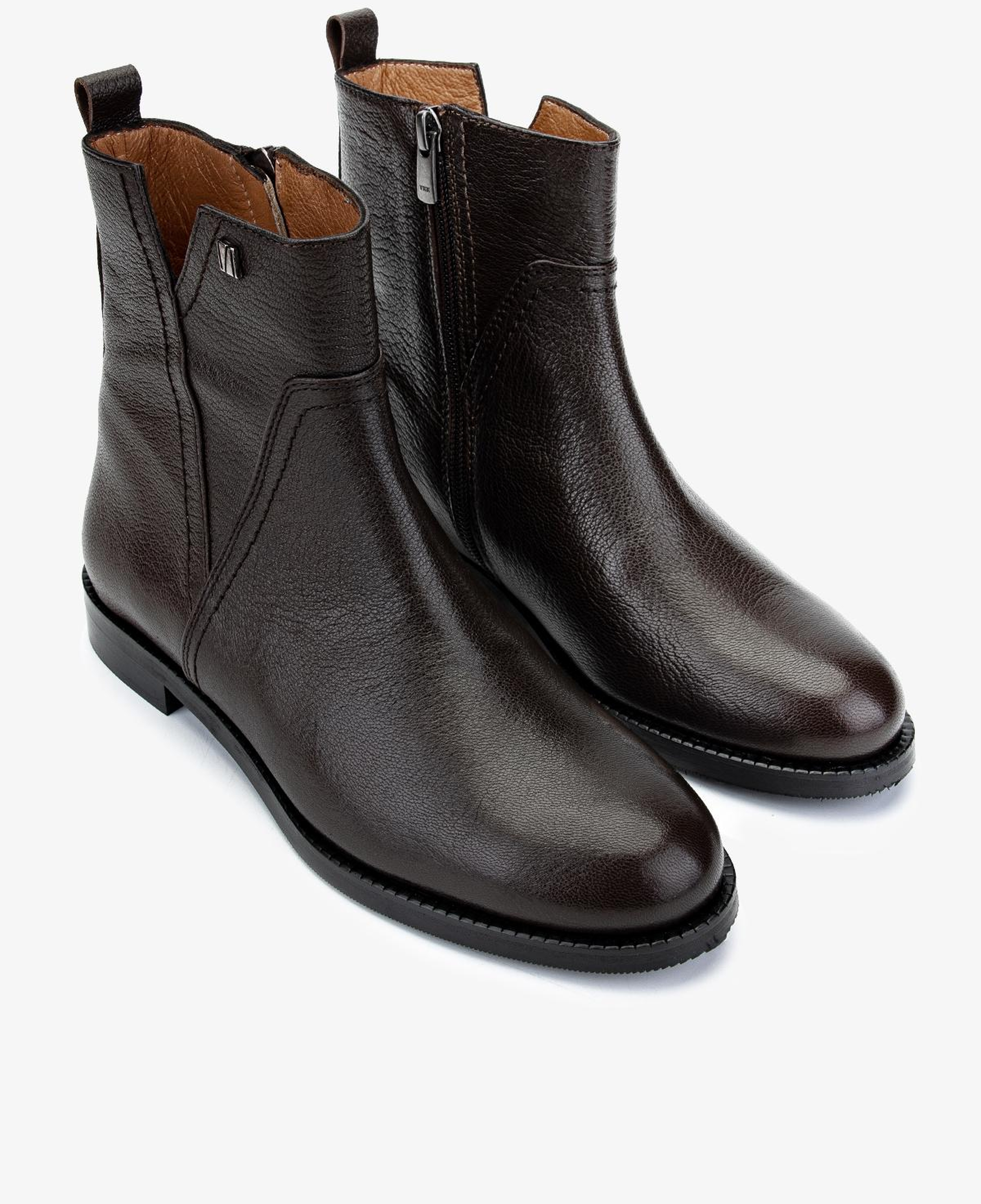 Valmenti Kadın Hakiki Deri Kahverengi Düz Bot