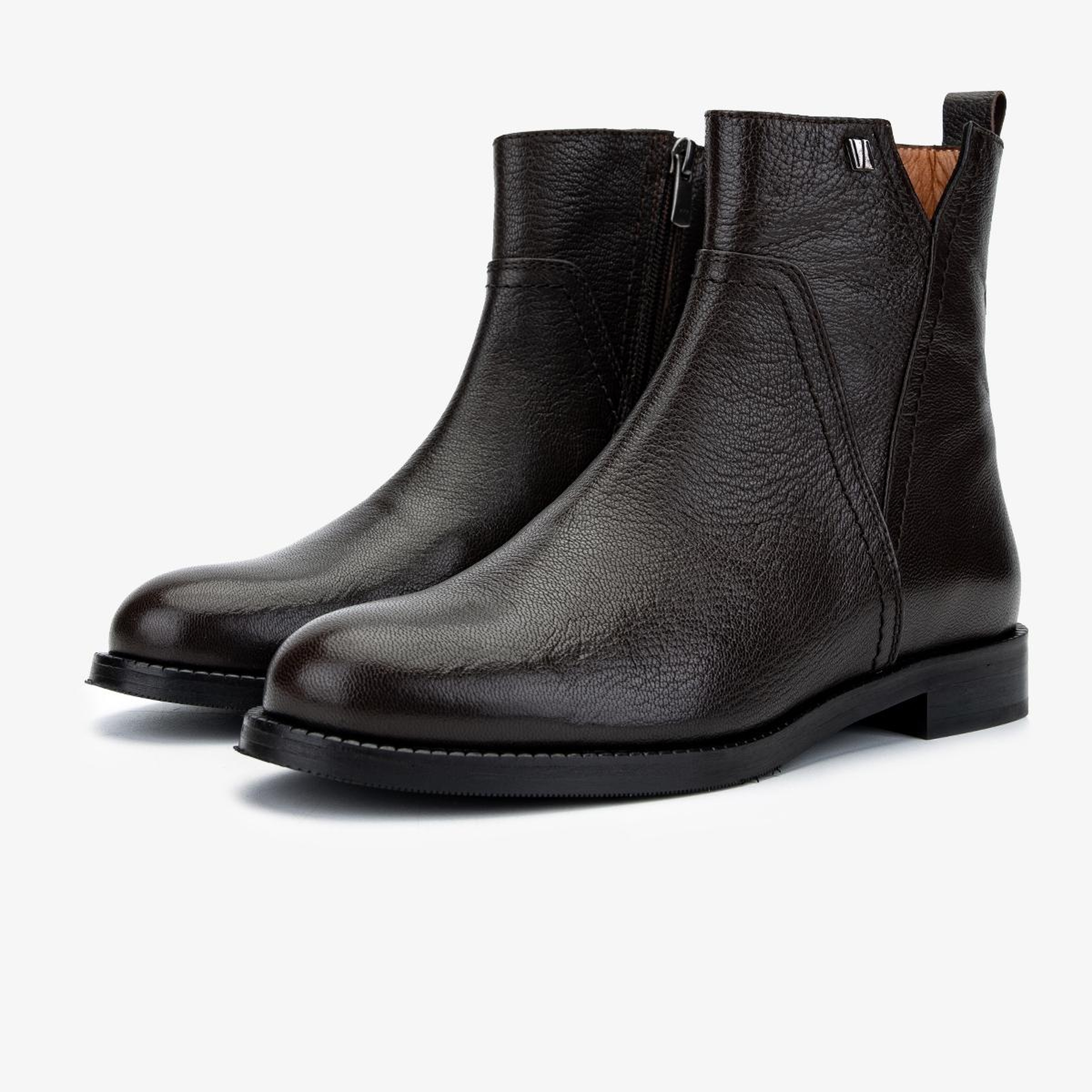 Valmenti Kadın Hakiki Deri Kahverengi Düz Bot