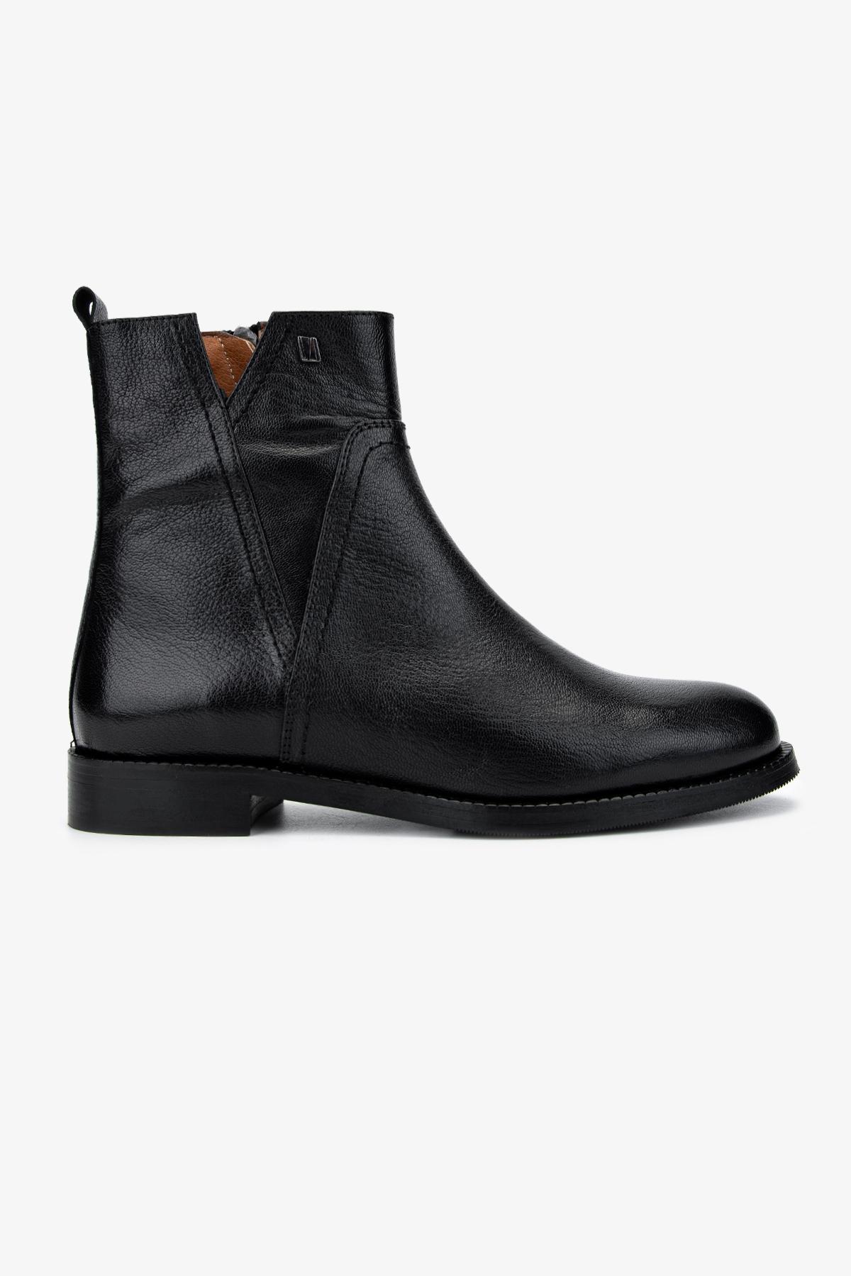 Valmenti Kadın Hakiki Deri Siyah Düz Bot