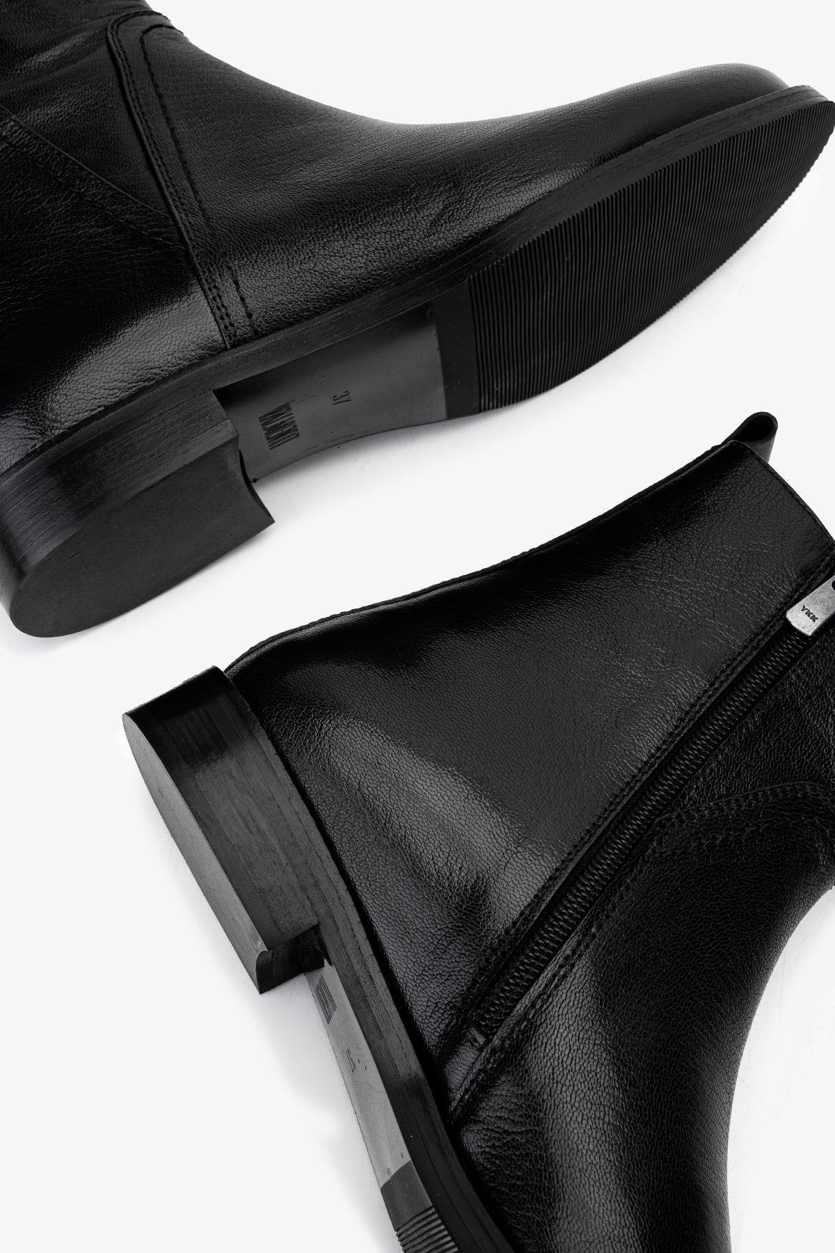 Valmenti Kadın Hakiki Deri Siyah Düz Bot