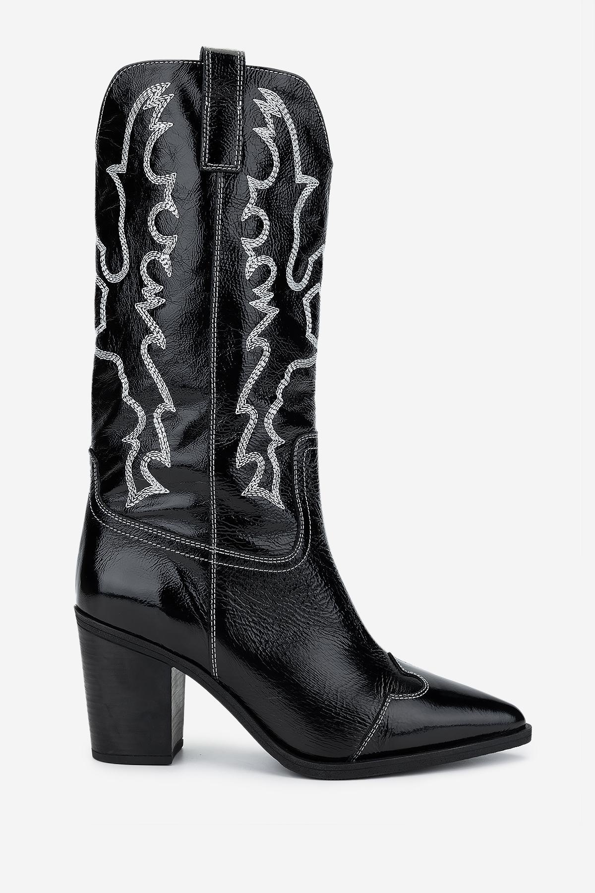 Valmenti Kadın Hakiki Deri Siyah Topuklu Bot