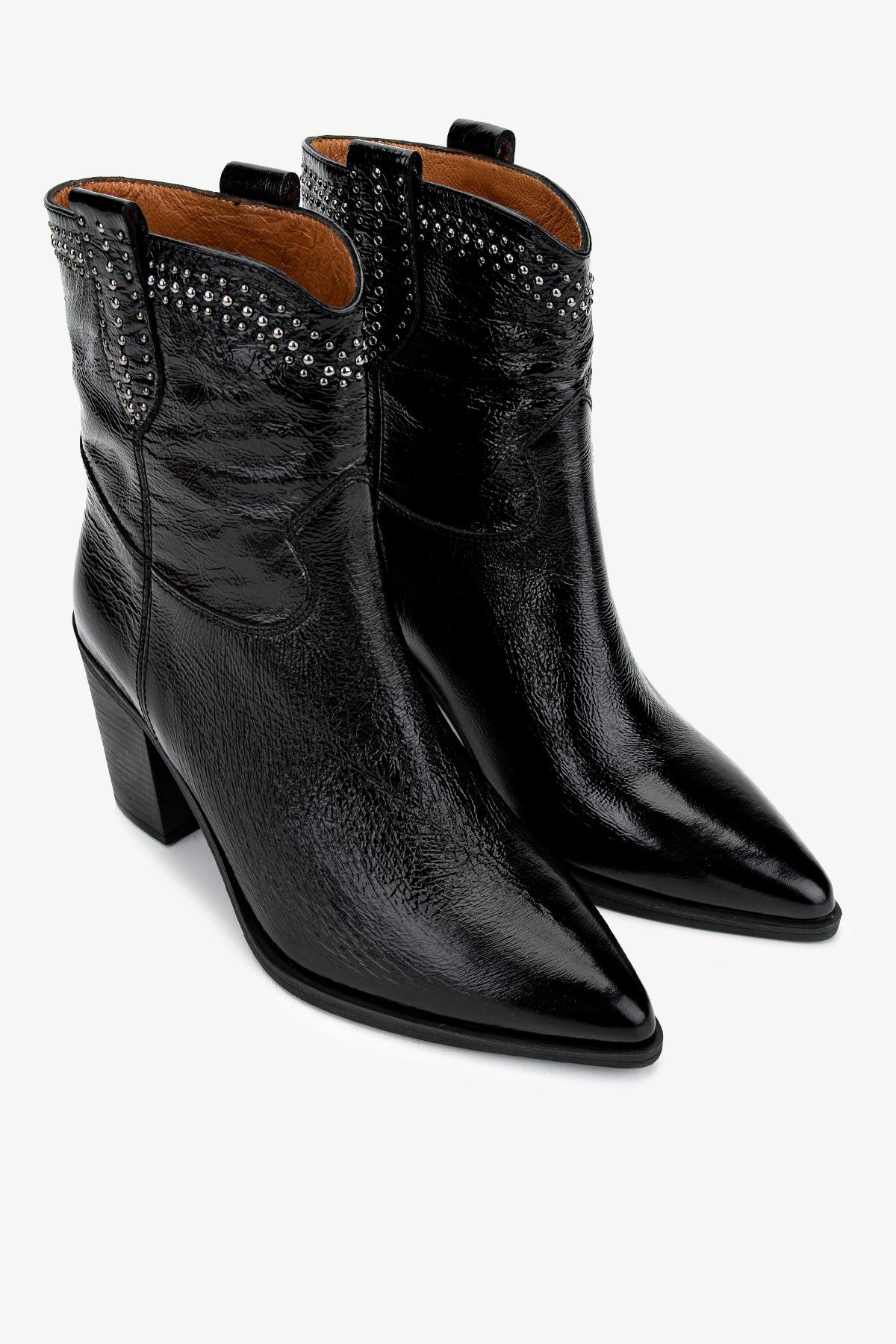 Valmenti Kadın Hakiki Deri Siyah Topuklu Bot