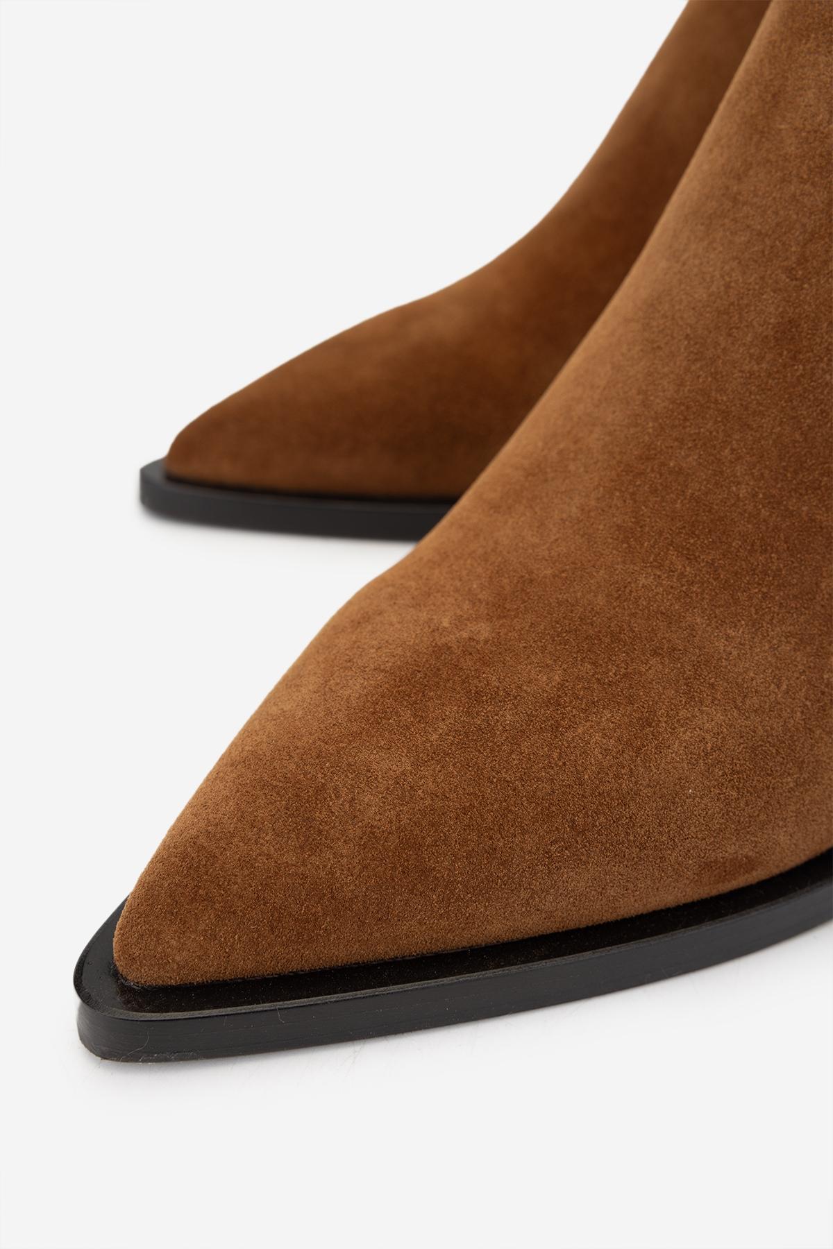 Valmenti Kadın Hakiki Deri Taba Süet Topuklu Bot