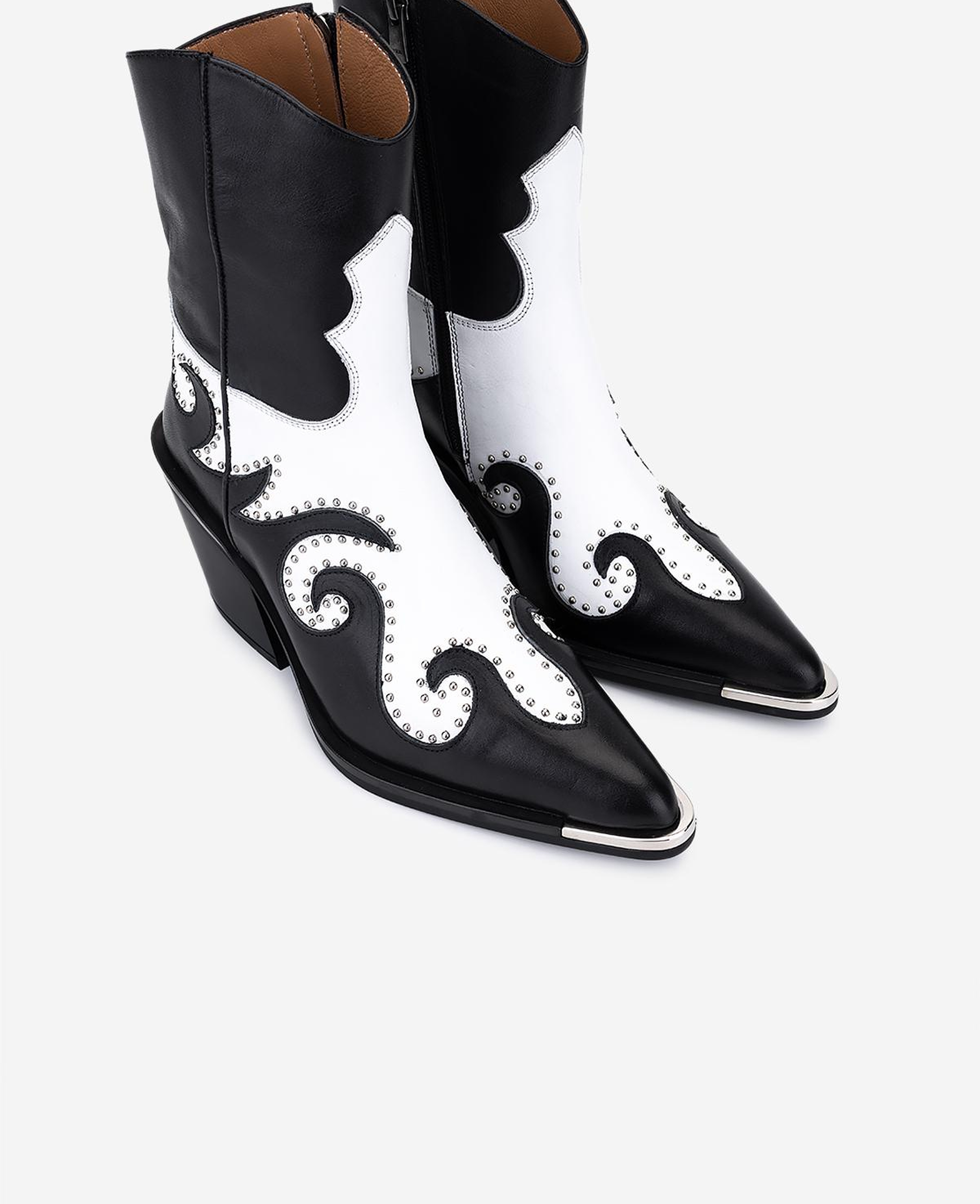 Valmenti Kadın Hakiki Deri Siyah/Beyaz Western Bot