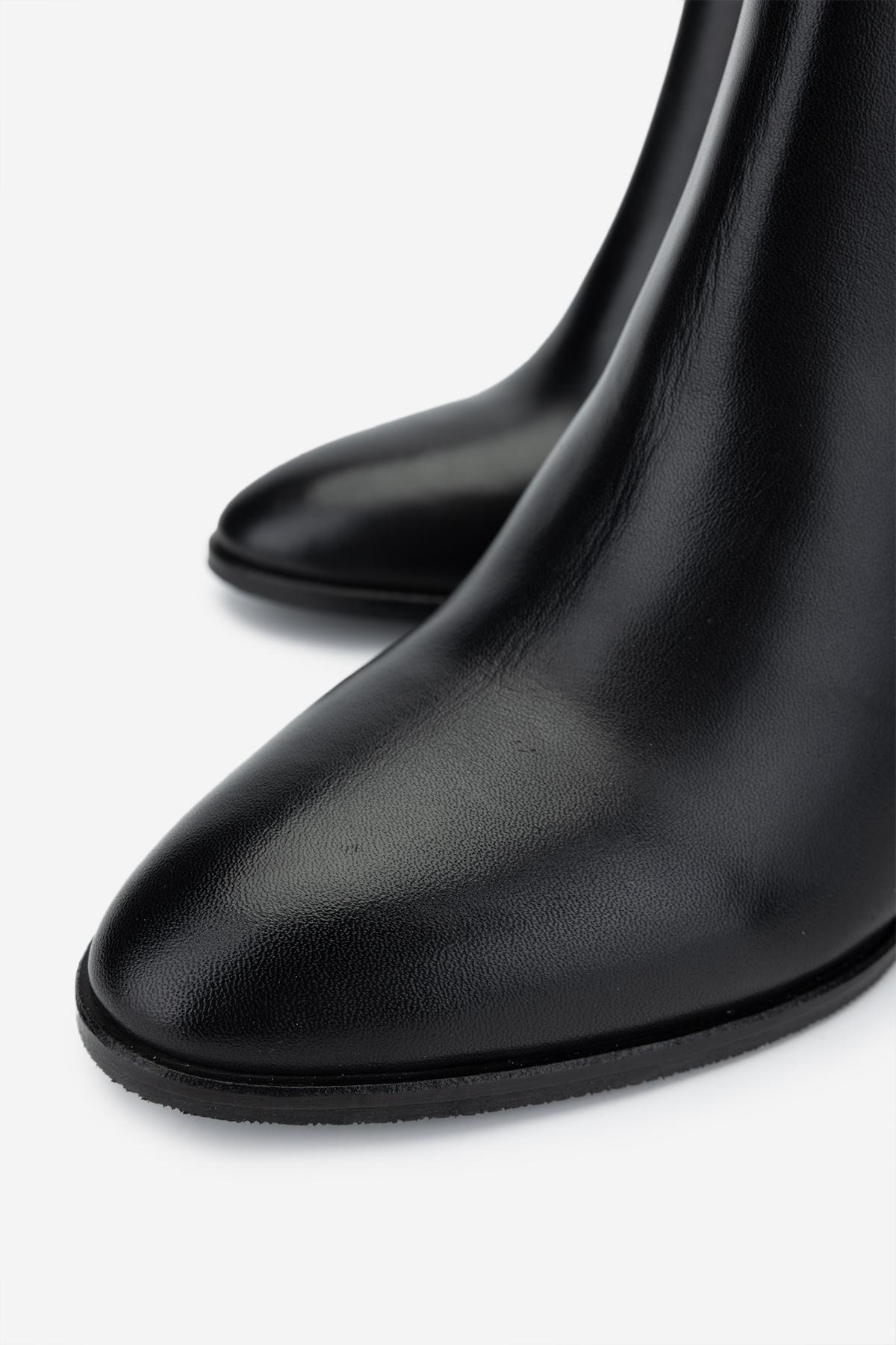 Valmenti Kadın Hakiki Deri Siyah Topuklu Bot