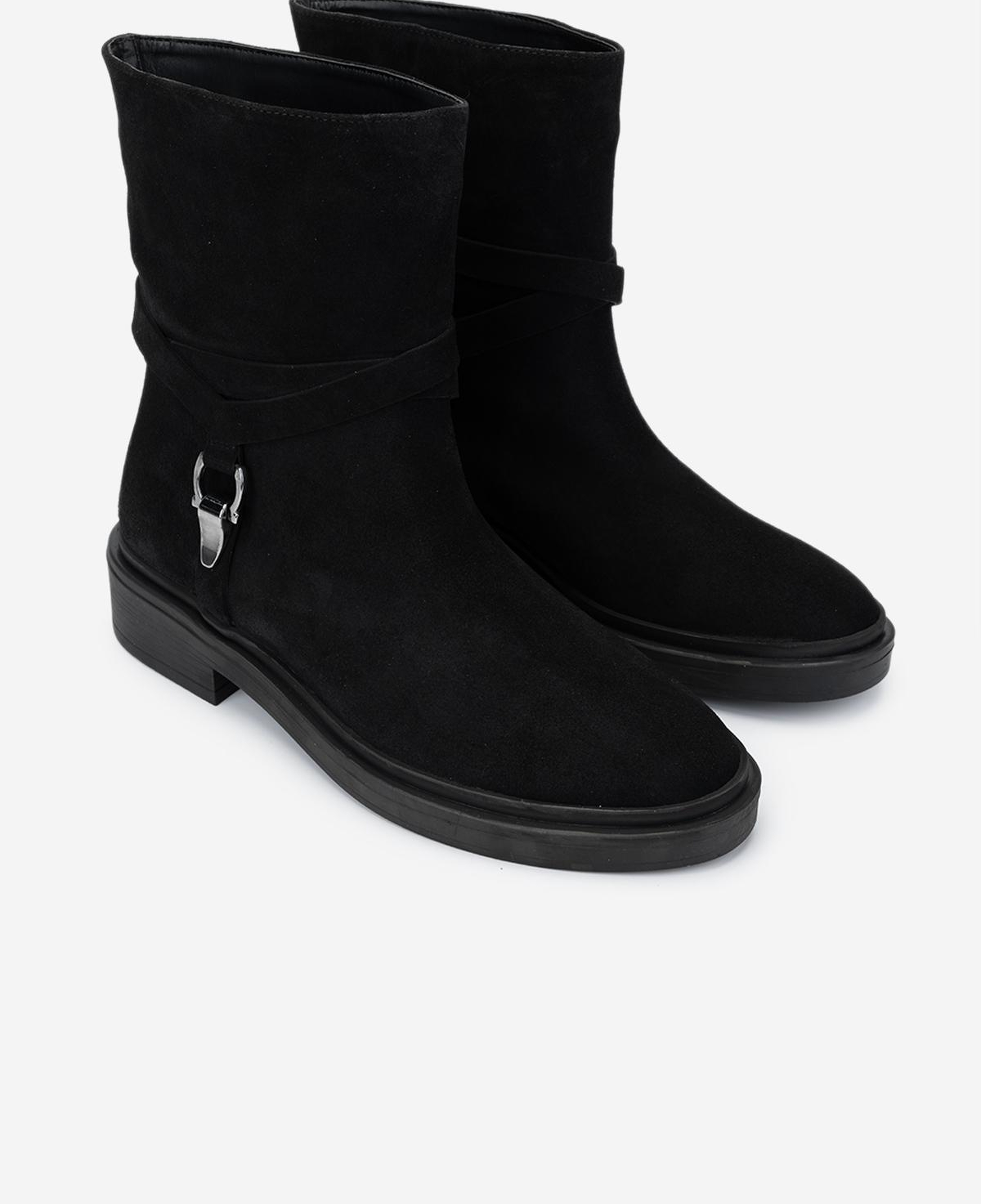 Valmenti Kadın Hakiki Deri Siyah Süet Topuklu Bot