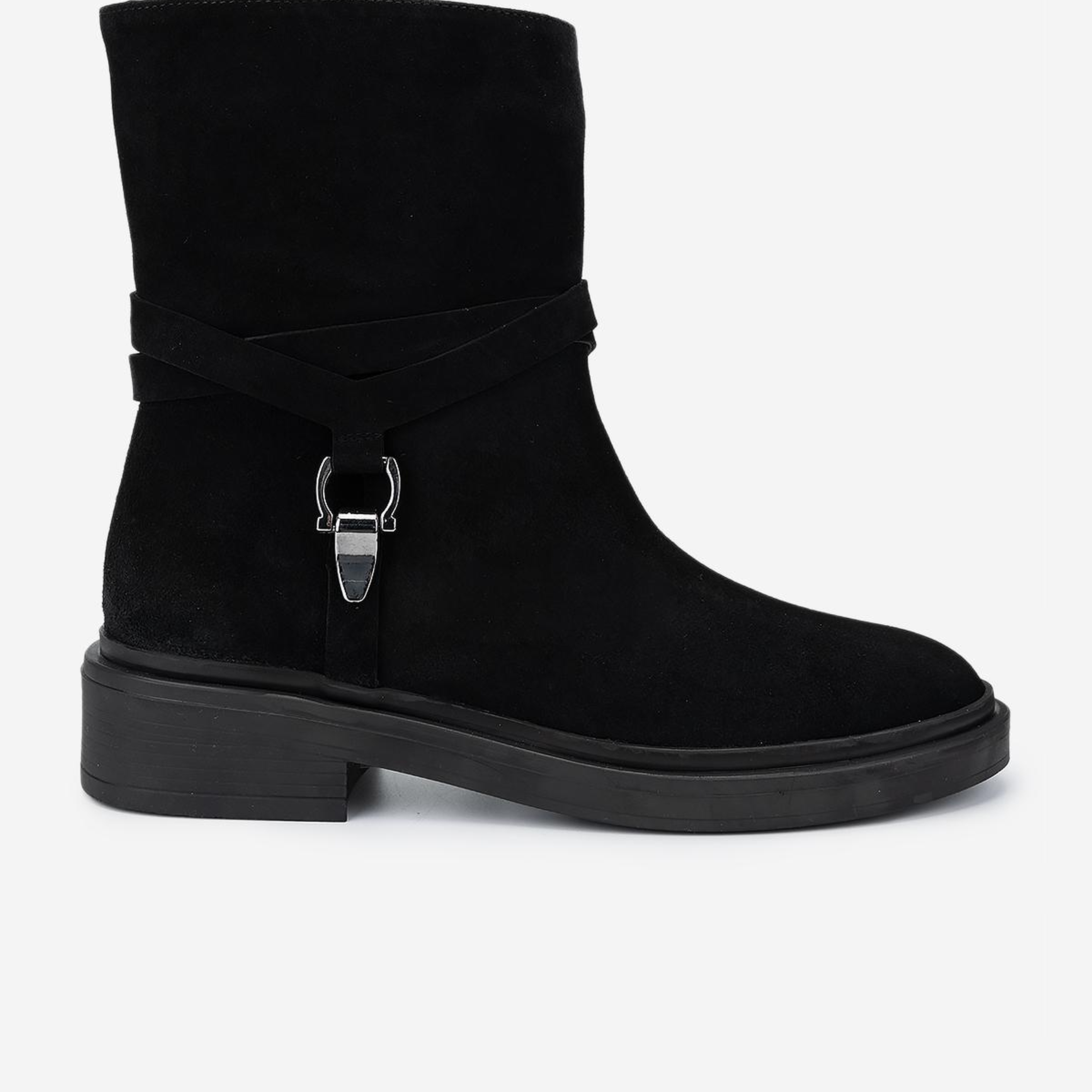 Valmenti Kadın Hakiki Deri Siyah Süet Topuklu Bot