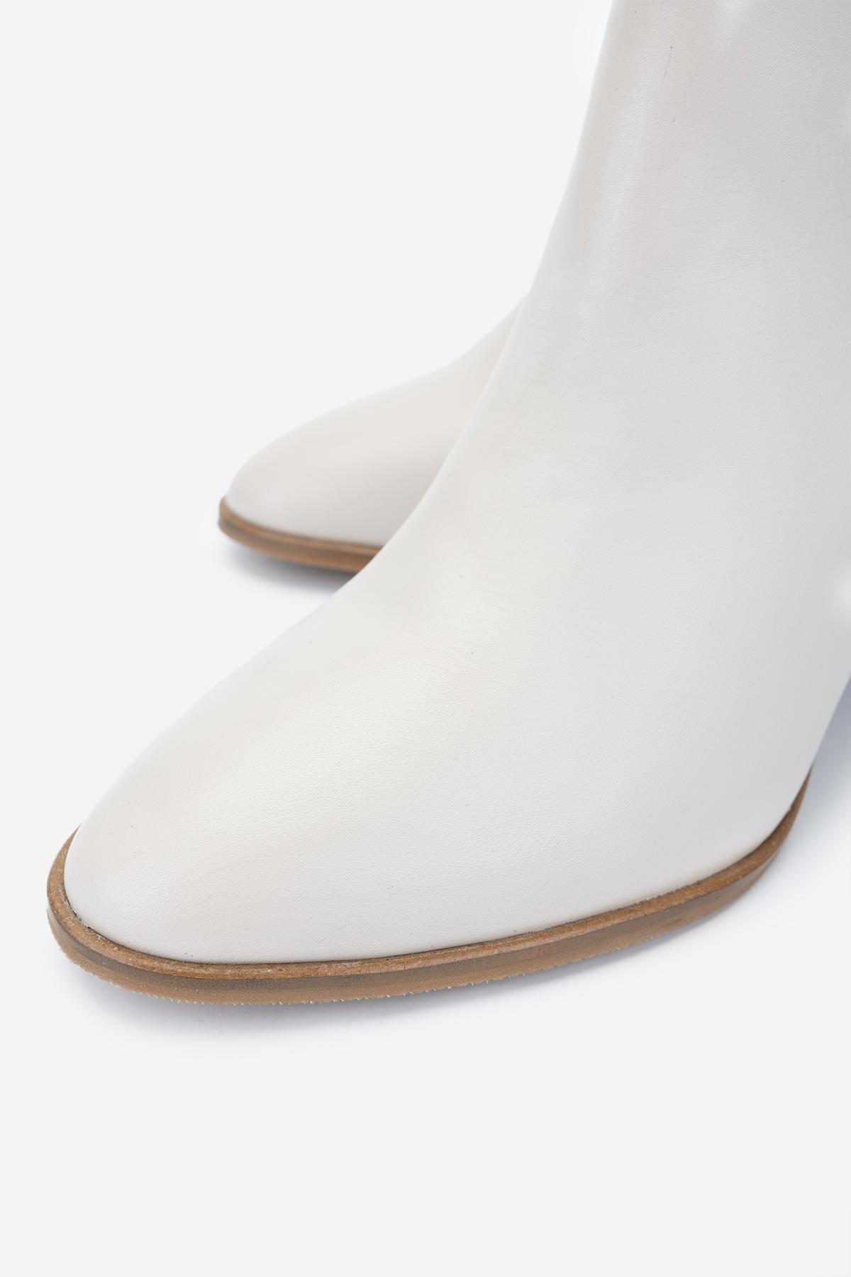 Valmenti Kadın Hakiki Deri Bej Topuklu Bot