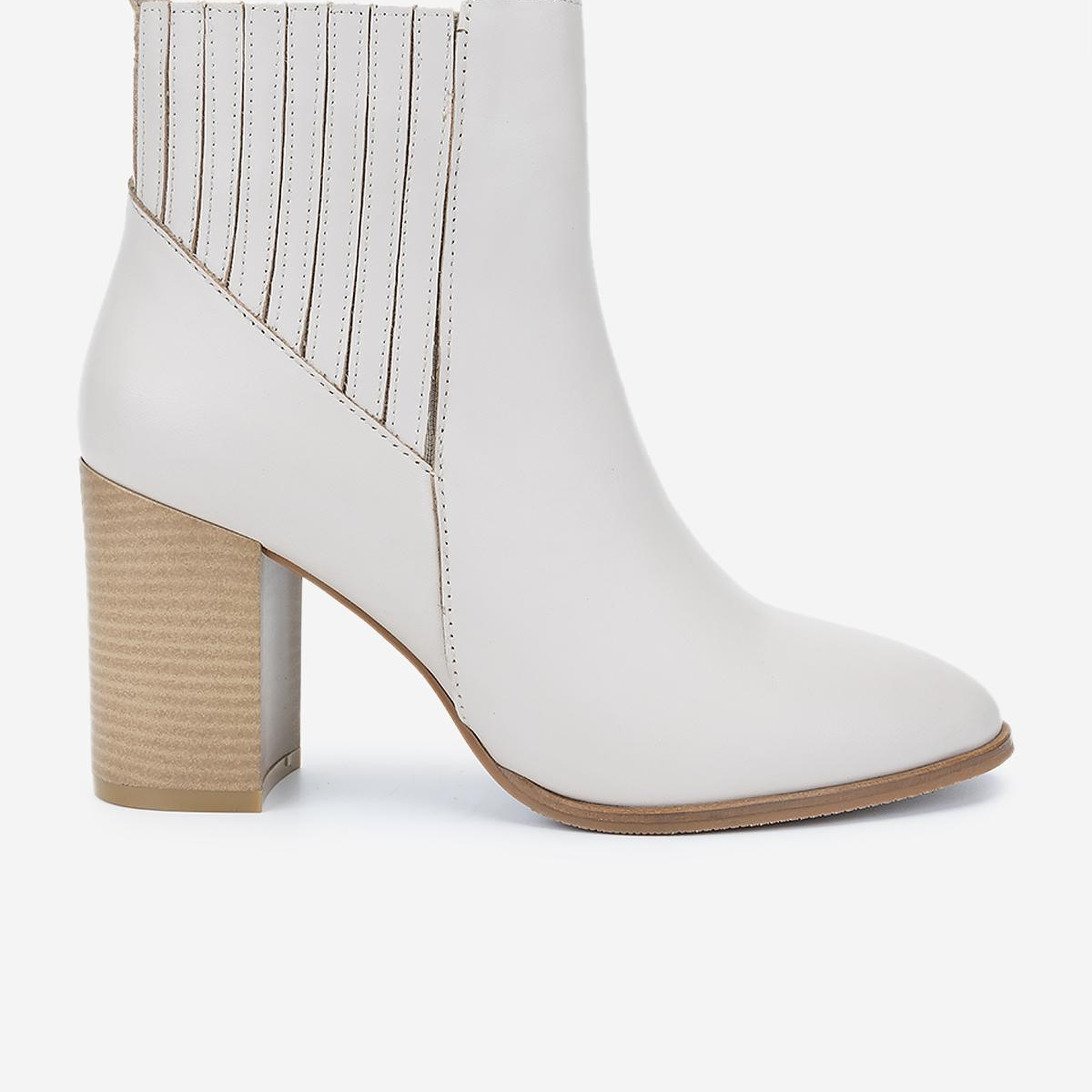 Valmenti Kadın Hakiki Deri Bej Topuklu Bot