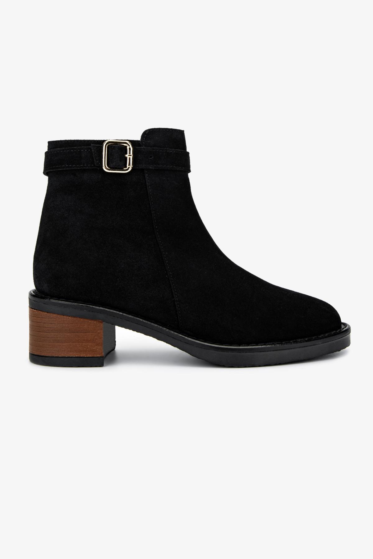 Valmenti Kadın Hakiki Deri Siyah Topuklu Bot