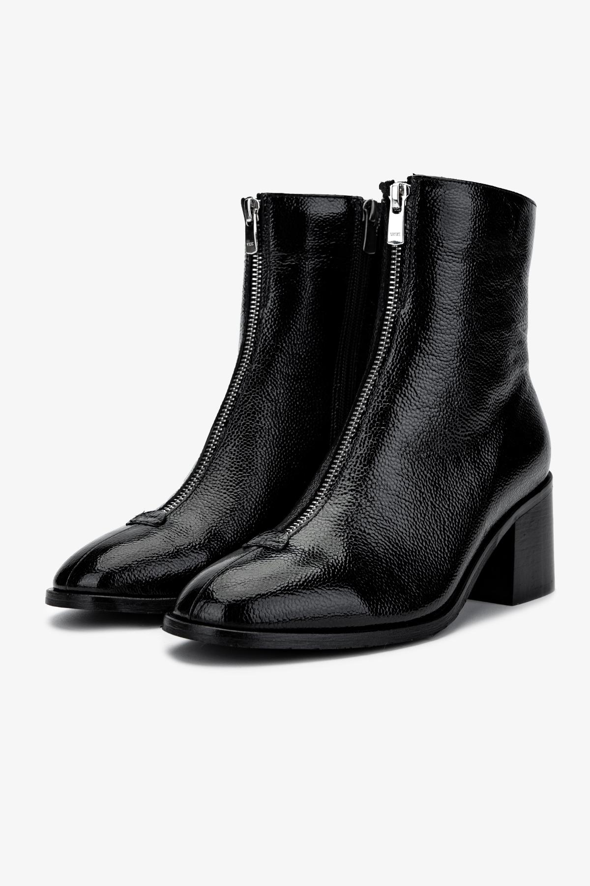 Valmenti Kadın Hakiki Deri Siyah Topuklu Bot