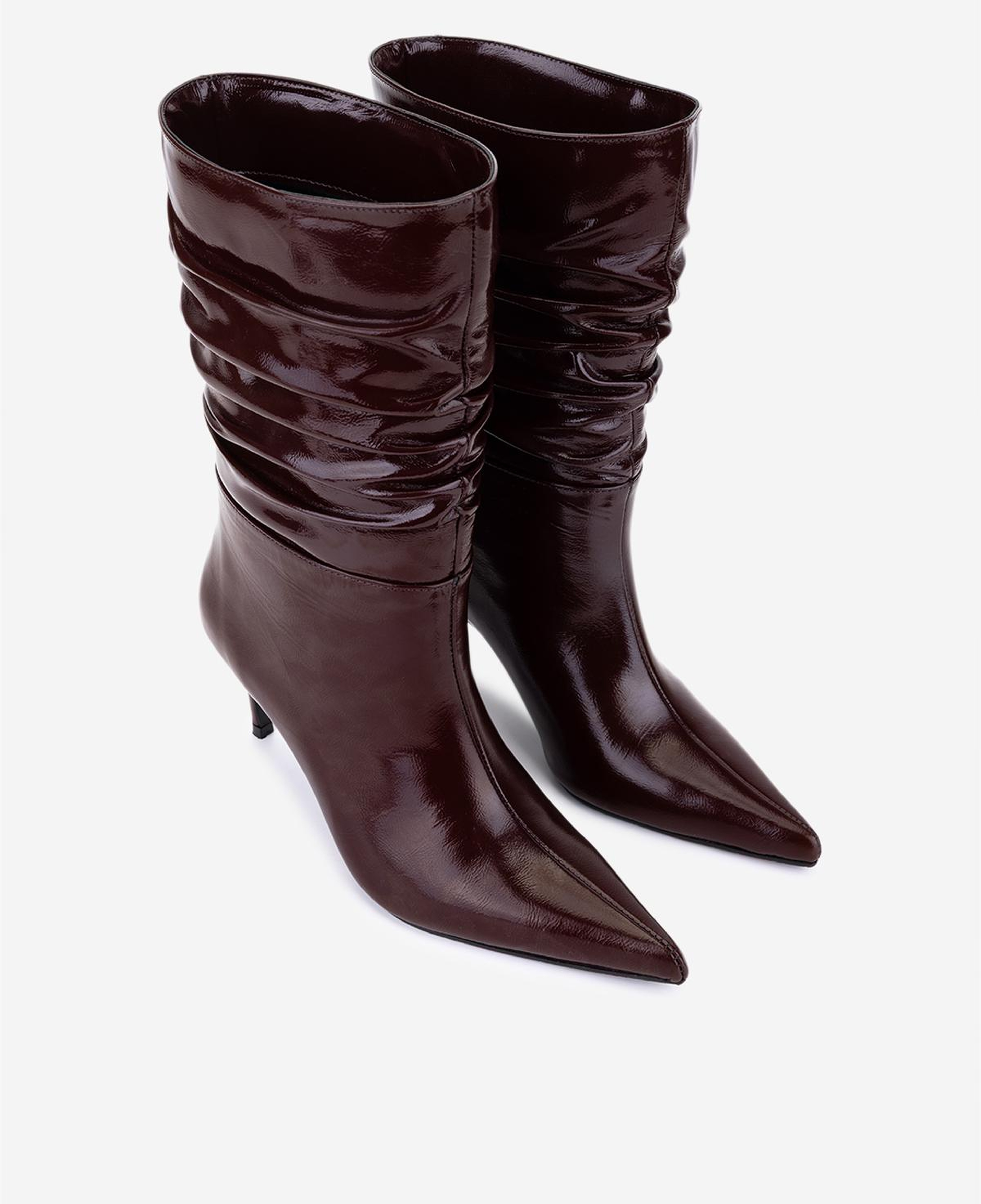 Valmenti Kadın Hakiki Deri Bordo Rugan Topuklu Bot