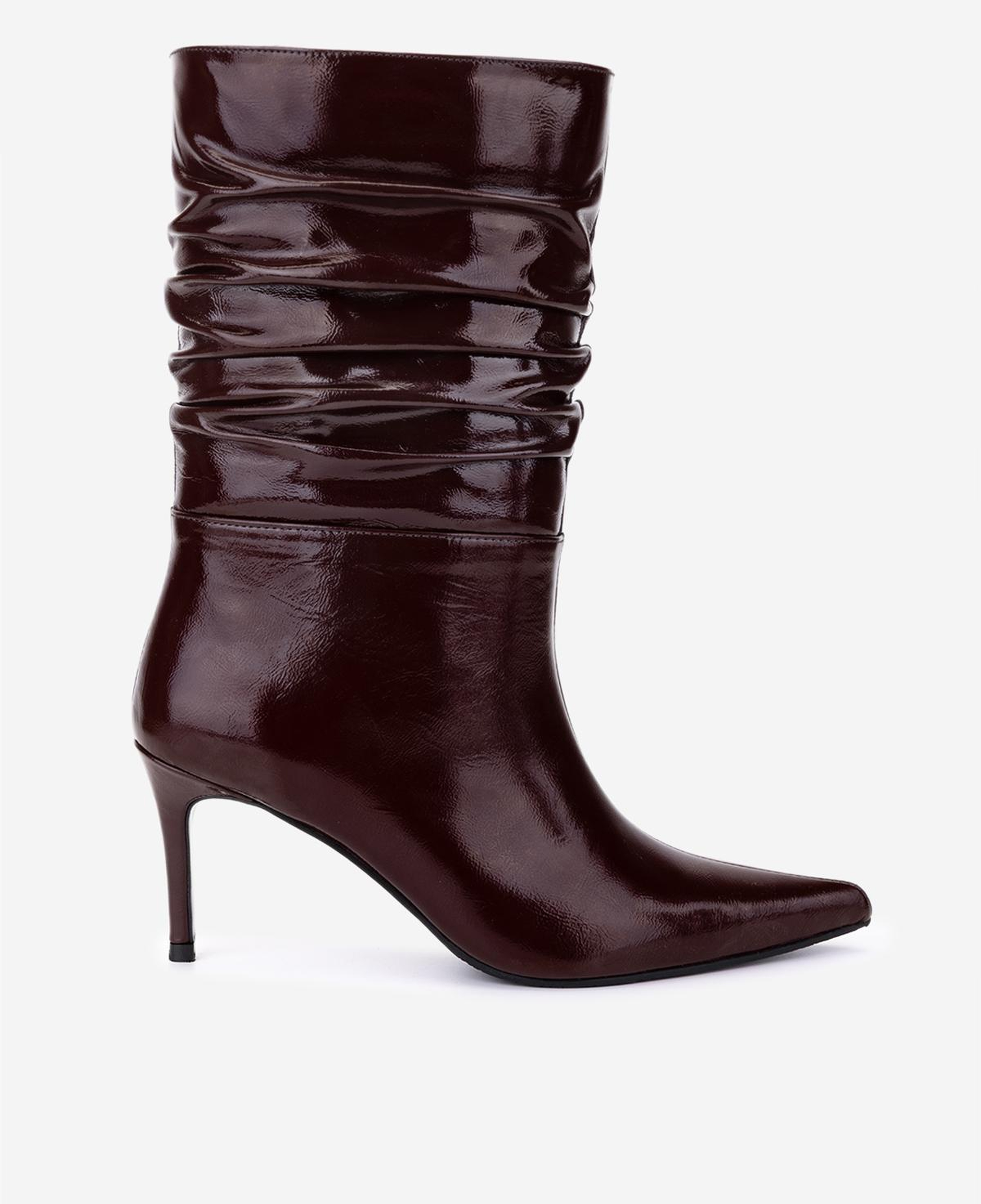 Valmenti Kadın Hakiki Deri Bordo Rugan Topuklu Bot