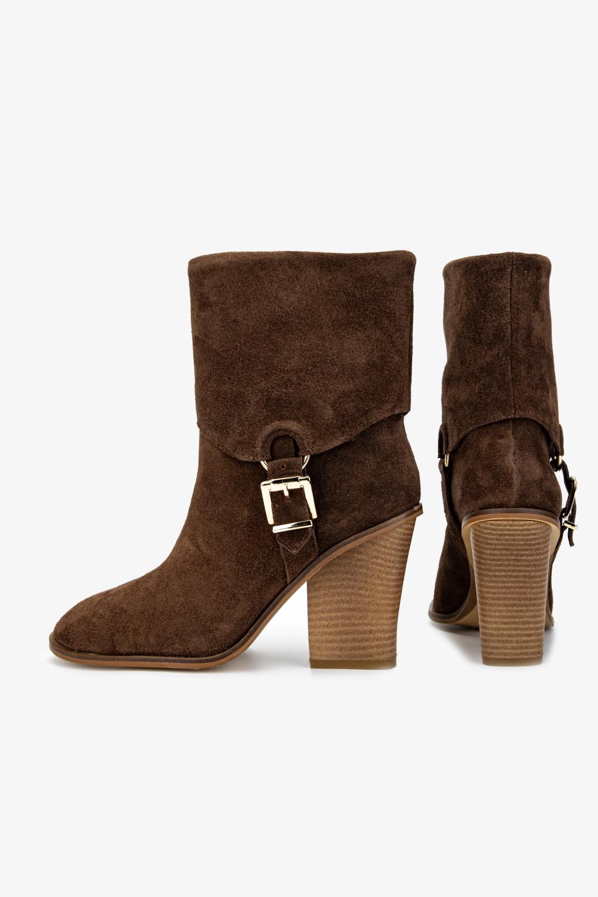 Valmenti Kadın Hakiki Deri Tütün Topuklu Bot