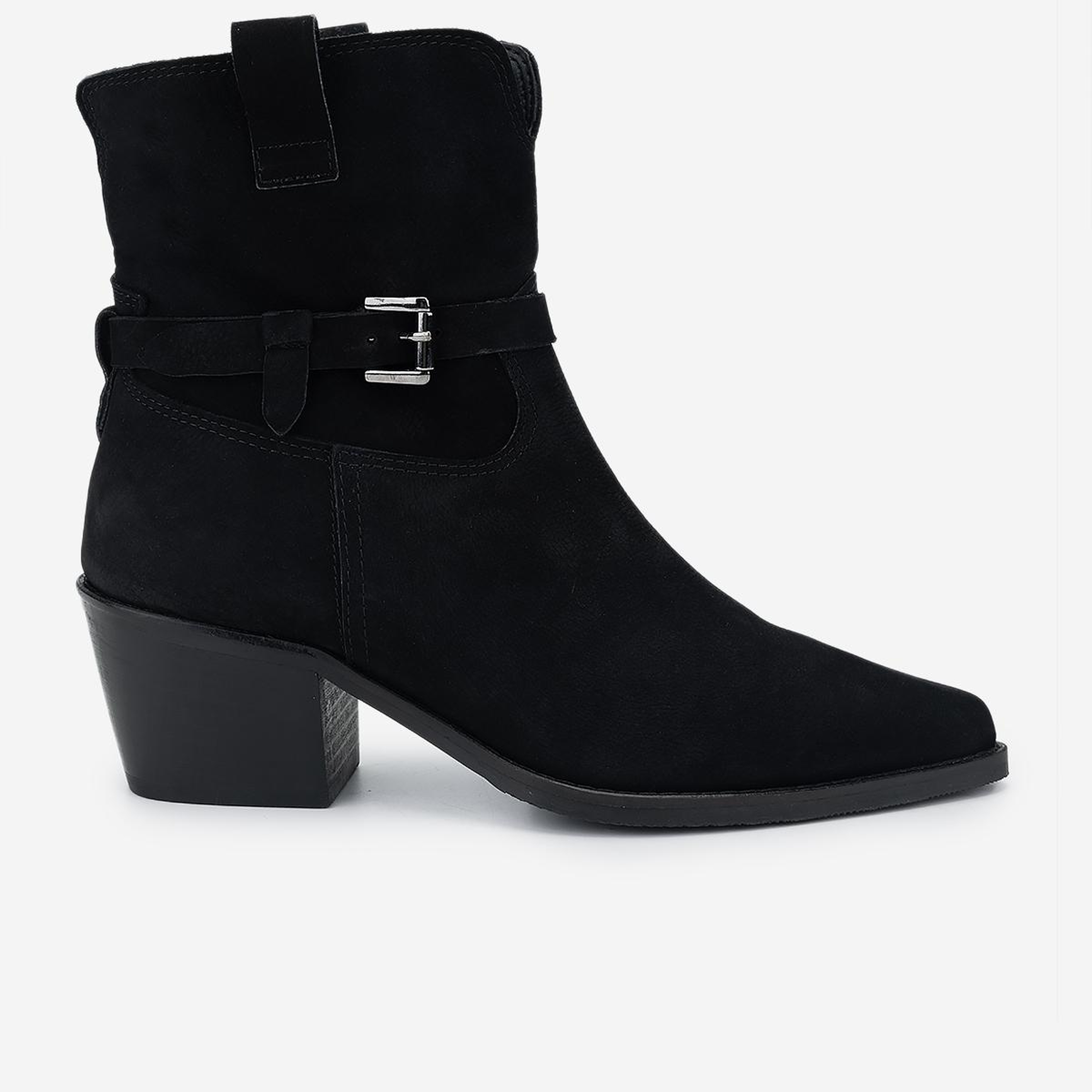 Valmenti Kadın Hakiki Deri Siyah Nubuk Topuklu Bot