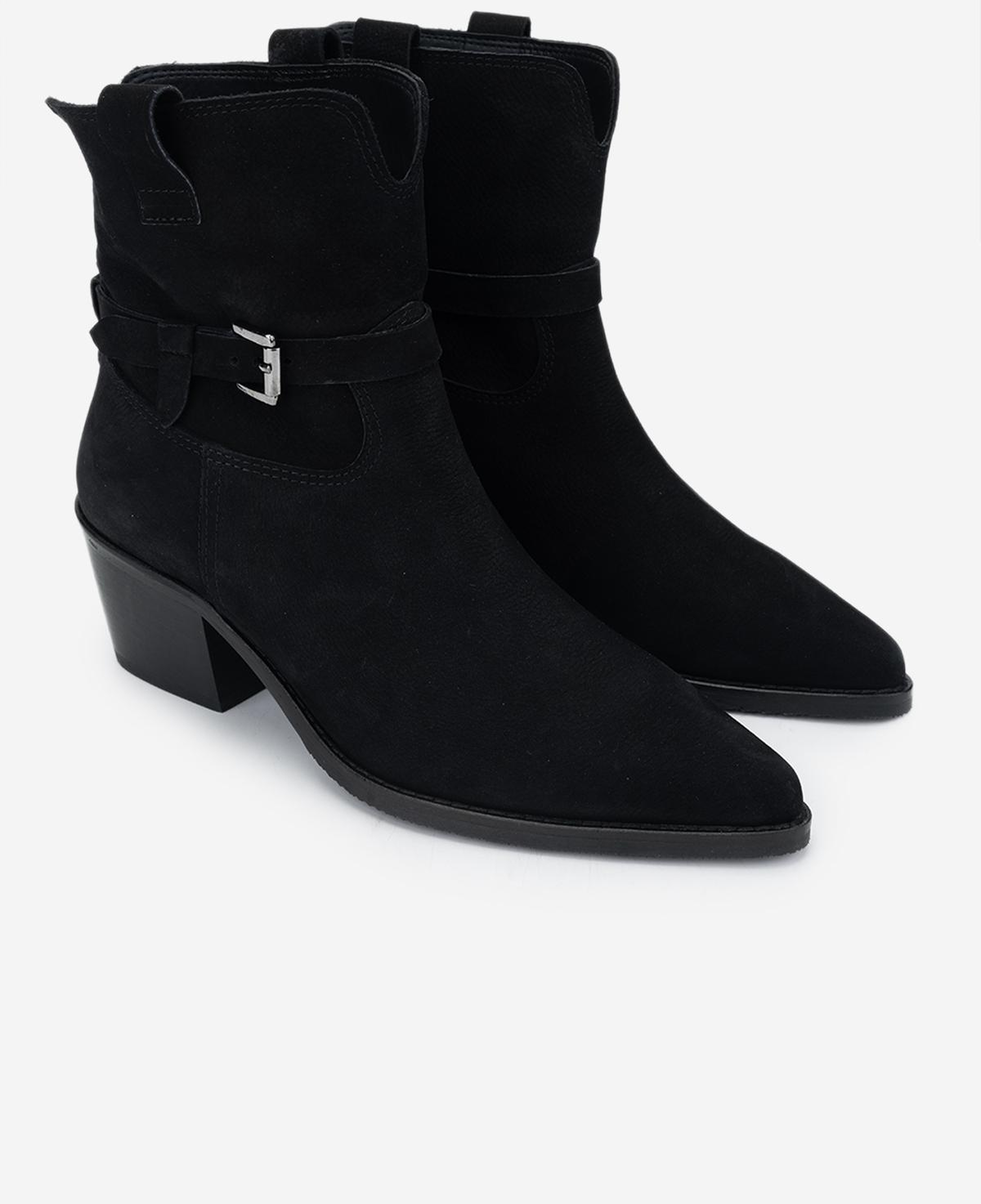 Valmenti Kadın Hakiki Deri Siyah Nubuk Topuklu Bot