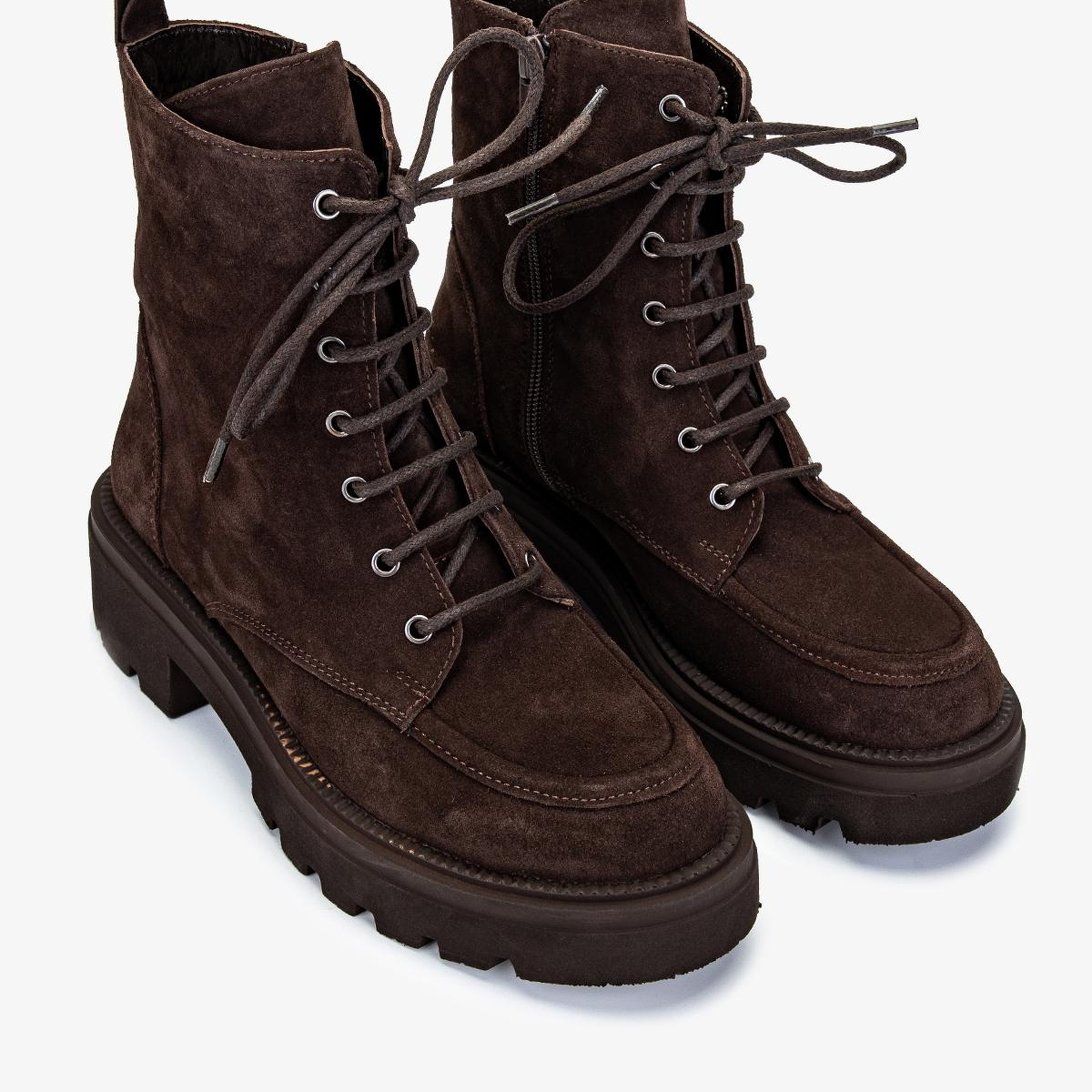 Valmenti Kadın Hakiki Deri Kahverengi Süet Düz Bot