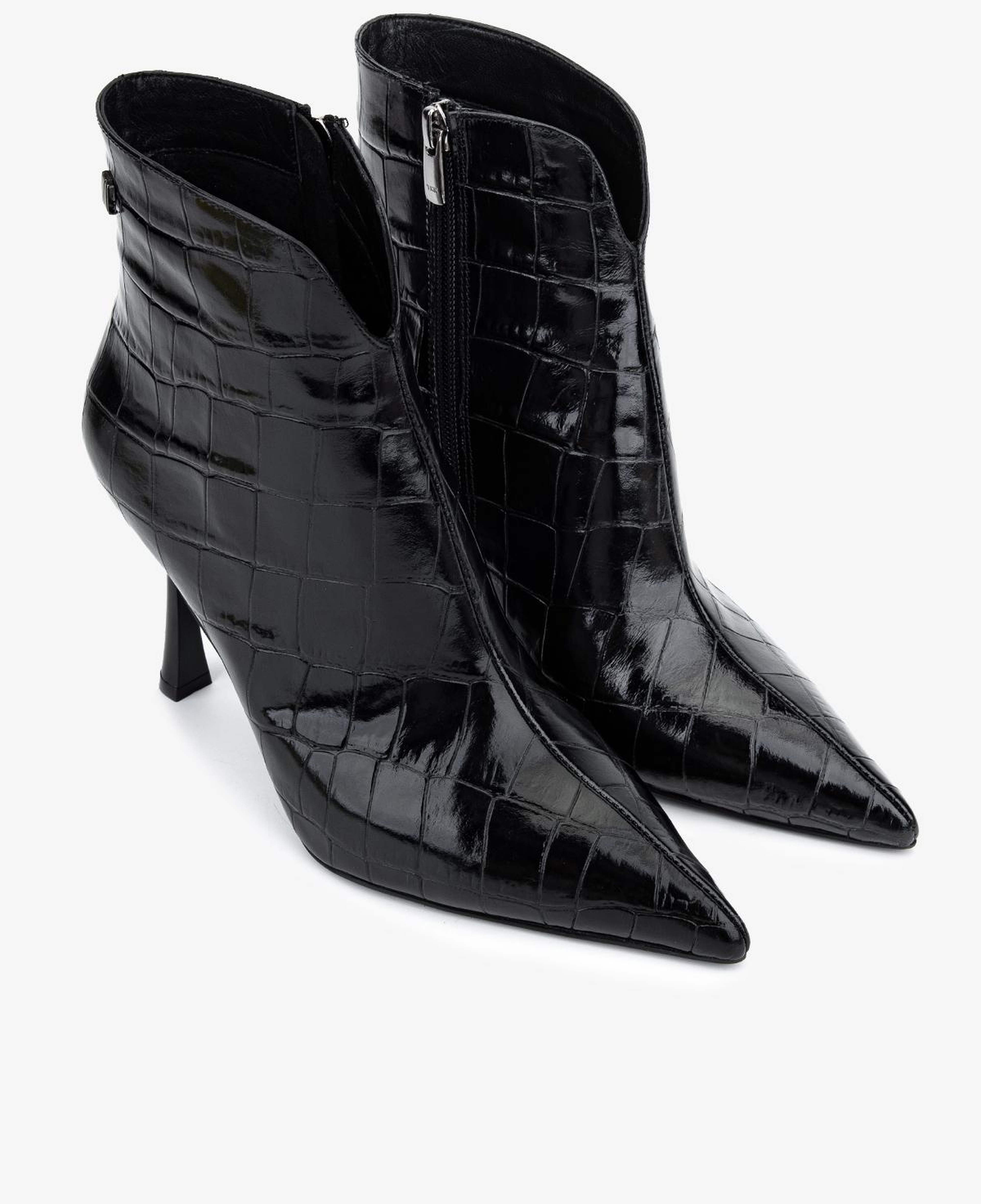 Valmenti Kadın Hakiki Deri Siyah Kroko Topuklu Bot